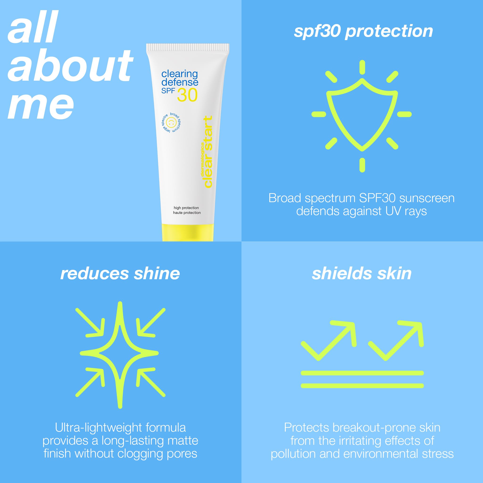 Dermalogica Clear Start Defense SPF30 adaptée aux peaux sensibles et normales.