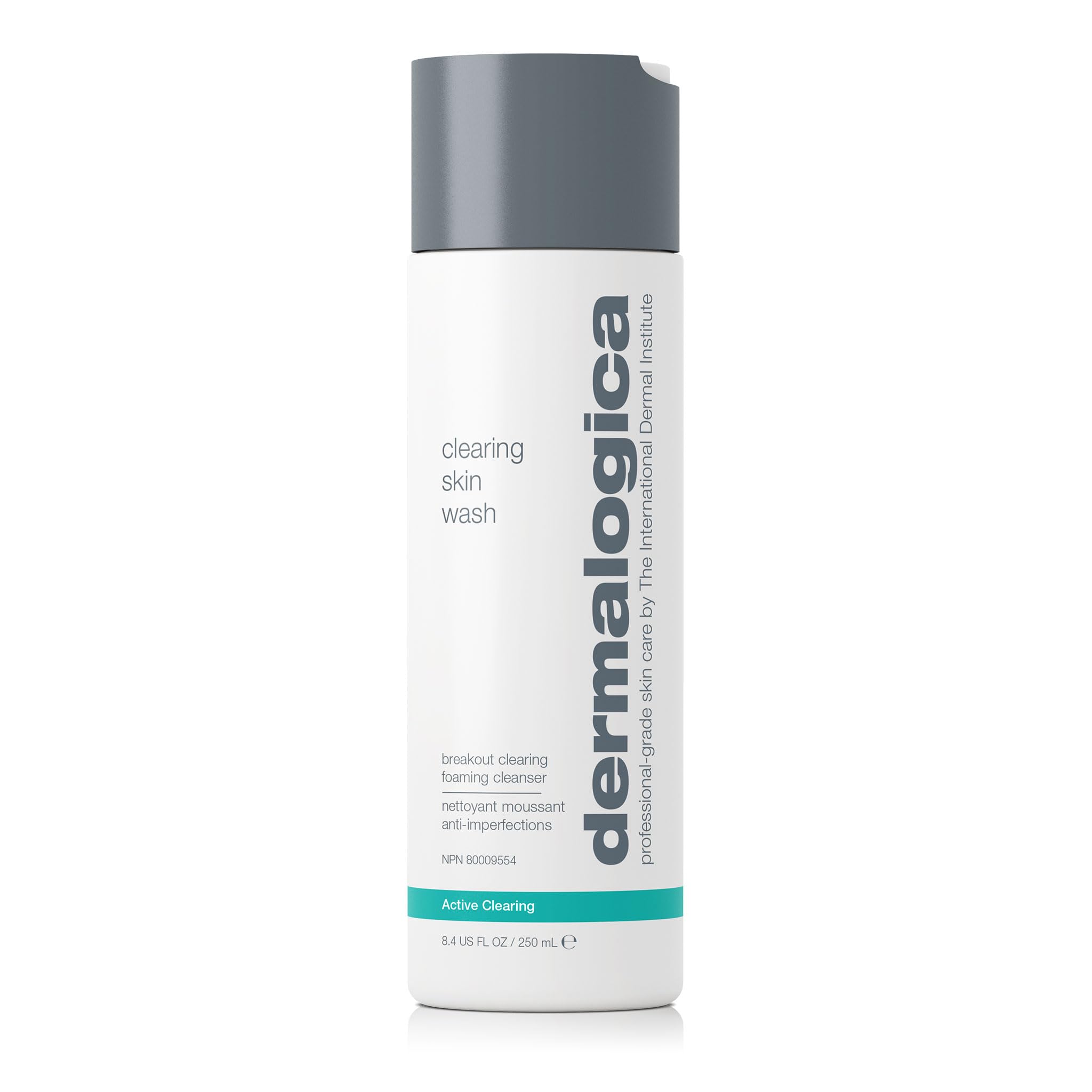 Dermalogica Clearing Skin Wash – flacon et mousse purifiante pour pores propres.
