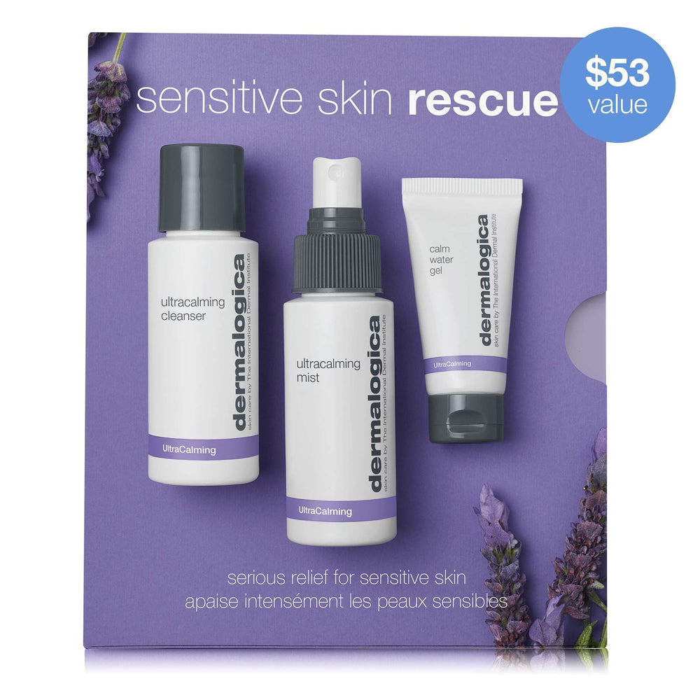 Ensemble trio Dermalogica pour peau sensible, routine complète et douce.