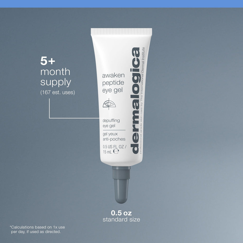 Dermalogica Gel Oeil Peptide Réveil, acide succinique biosynthetique pour lisser les ridules.
