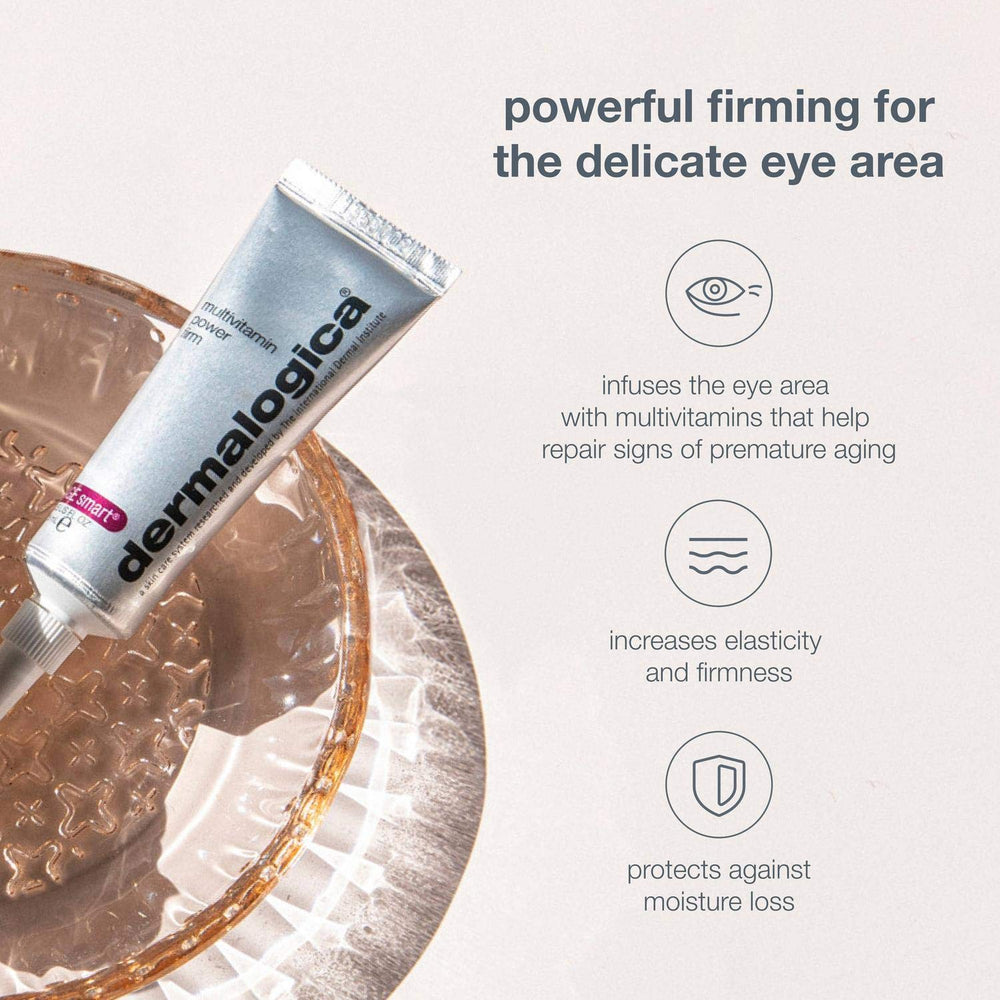 Application douce Dermalogica Power Firm autour des yeux pour une absorption uniforme.