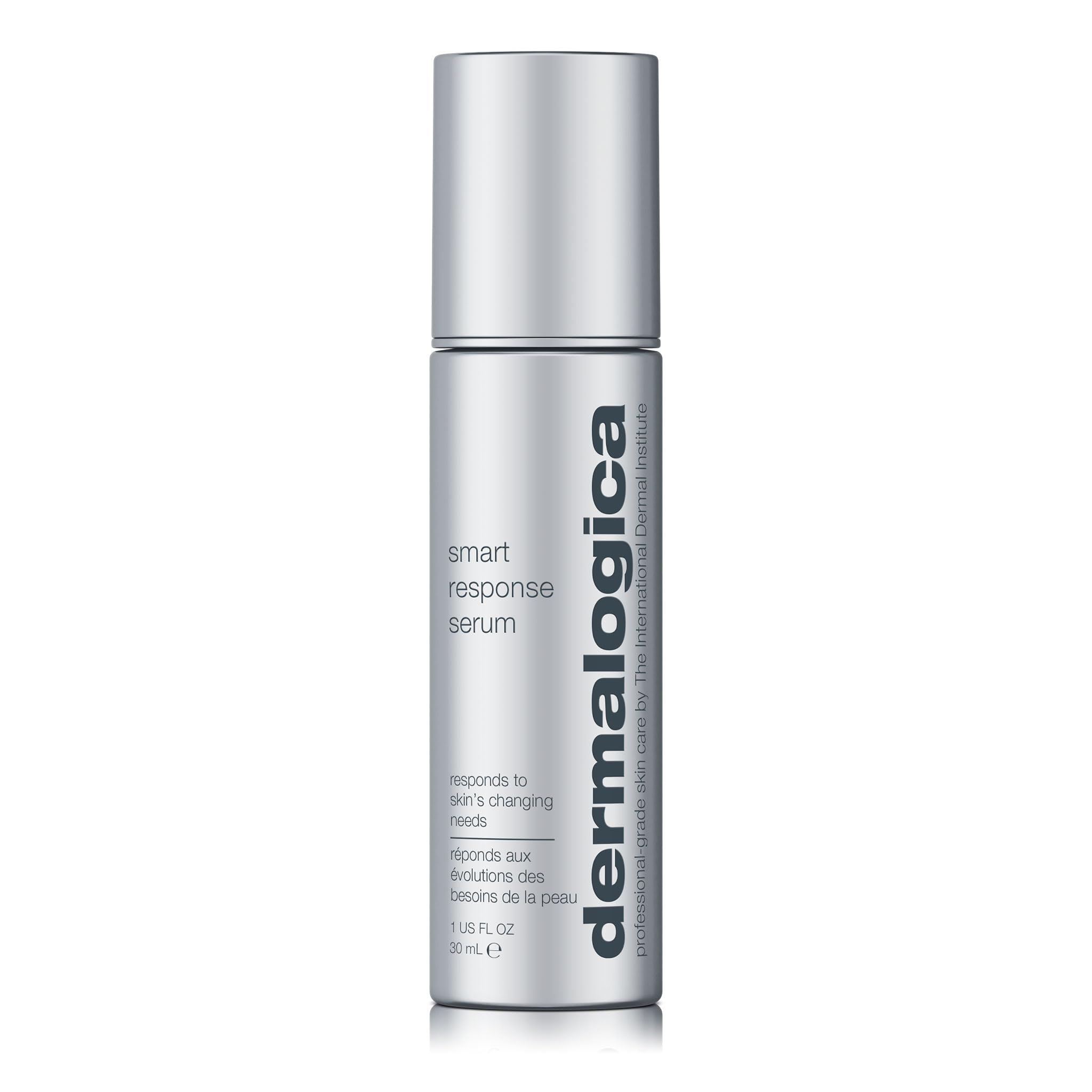 Dermalogica Smart Response Serum: bouteille élégante démontrant hydratation et douceur cutanée.