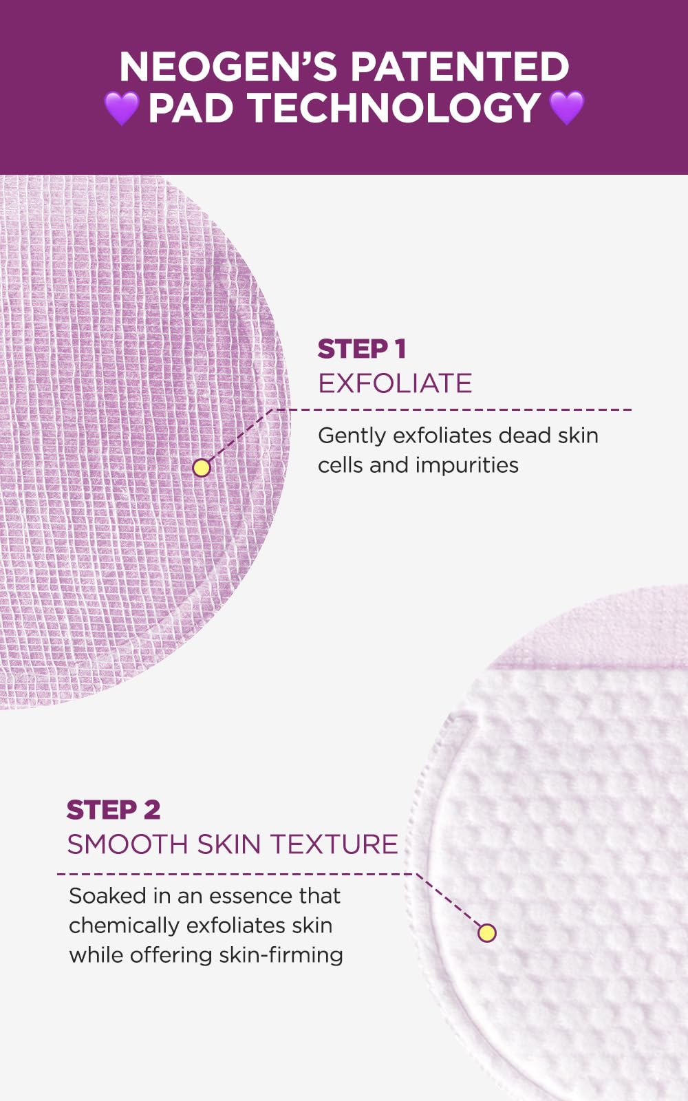 DERMALOGY par NEOGENLAB – texture douce du pad pour une exfoliation agréable