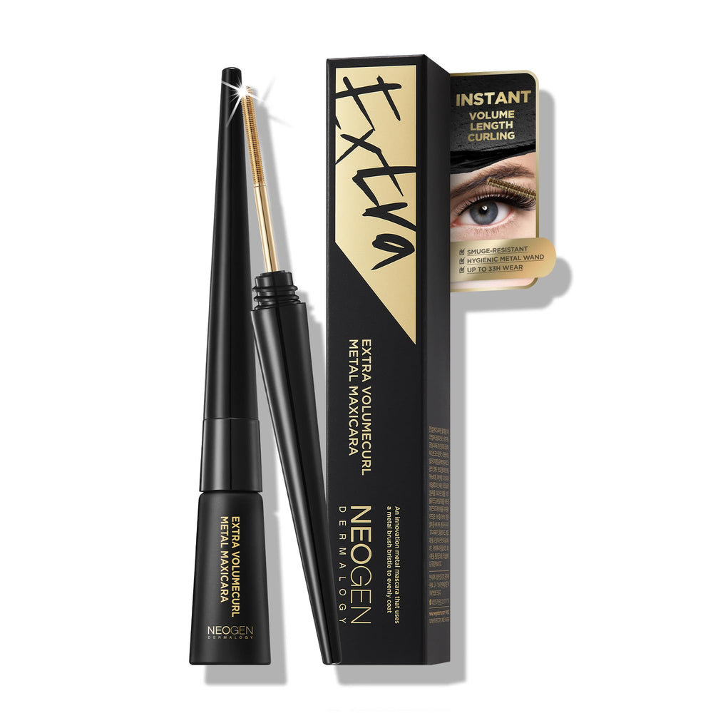 DERMALOGY Extra Volume Curl Mascara : brosse métallique pour longueur précise