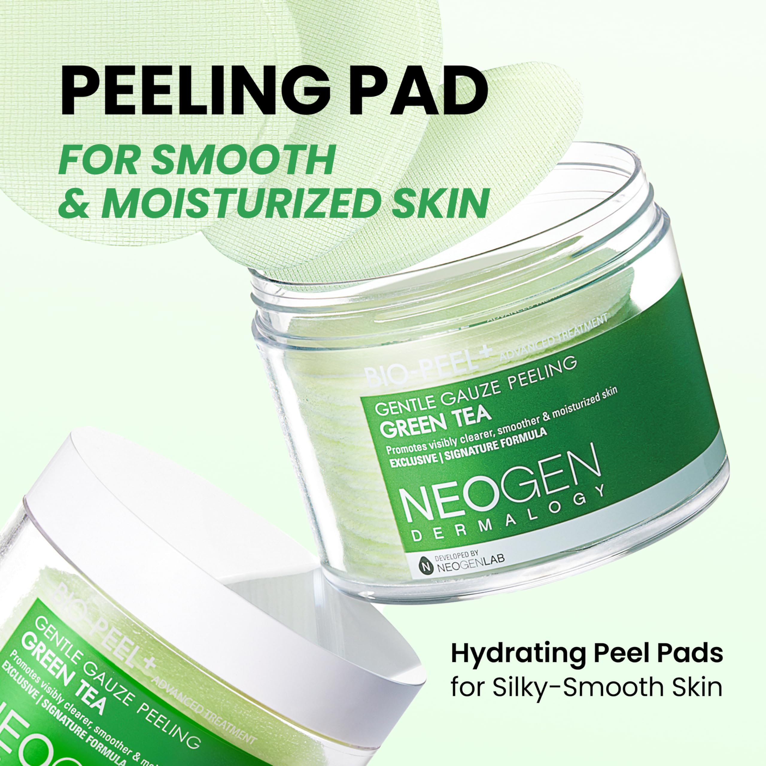 DERMALOGY Bio-Peel Gauze Thé Vert détail, texture double-face nettoyante et lissante.