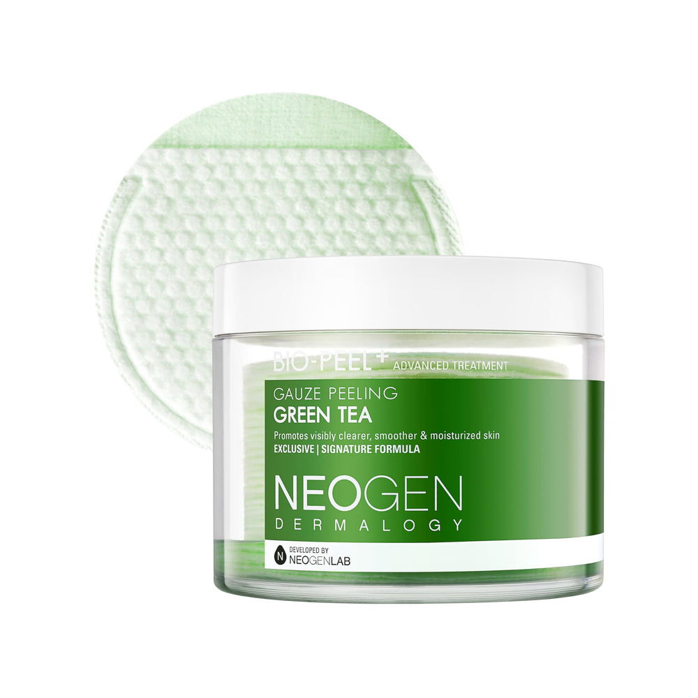 DERMALOGY Bio-Peel Gauze Thé Vert ensemble, exfoliation douce et teint frais.