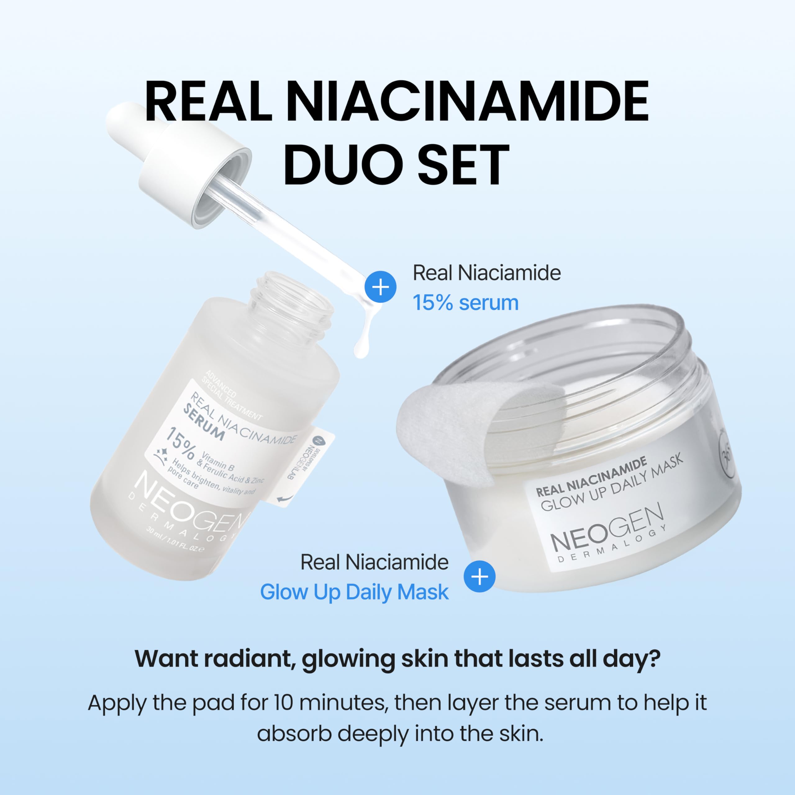 Routine vegan avec le sérum DERMALOGY Real 15% Niacinamide.