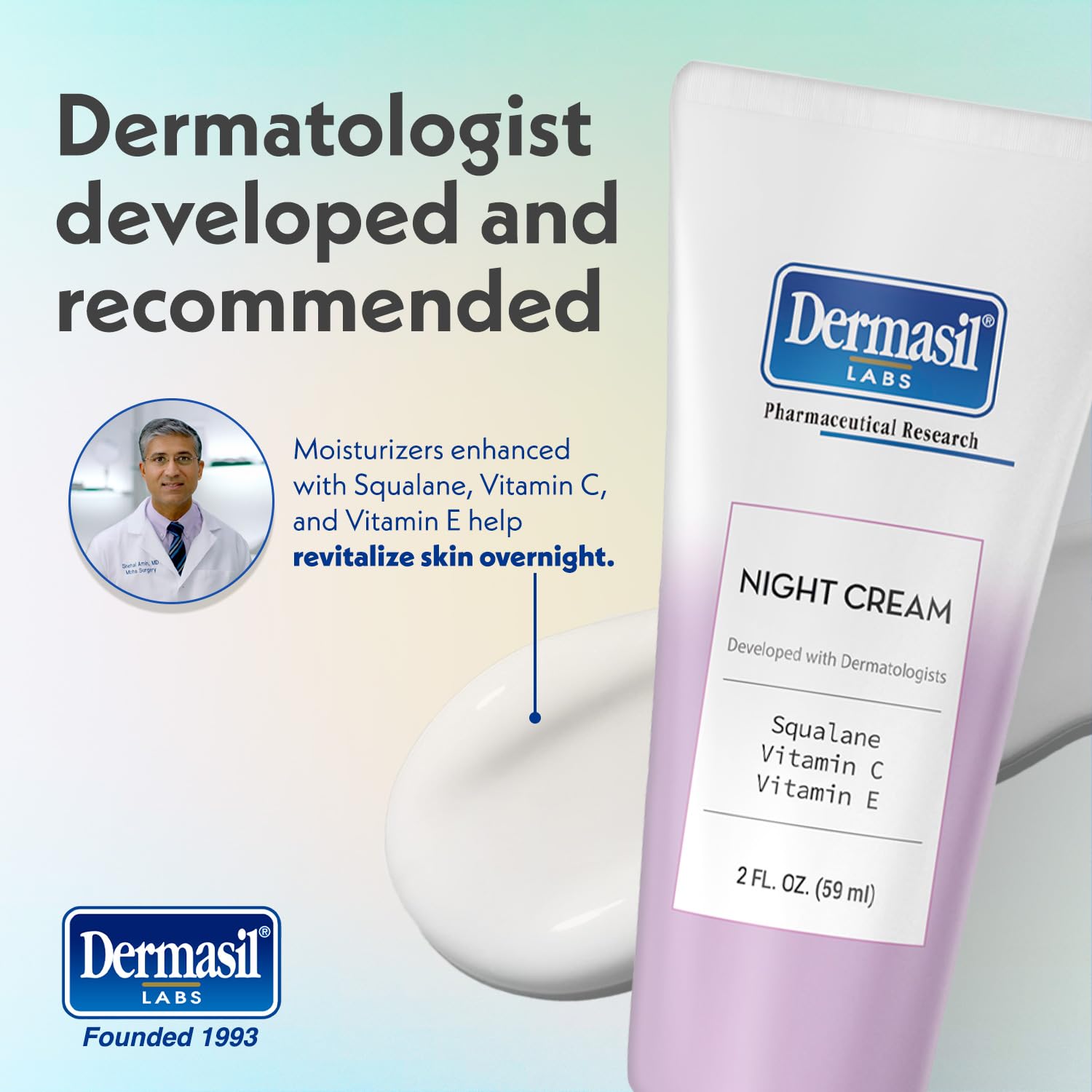 Dermasil Crème Nuit infusée au Squalane pour nourrir durablement la peau.