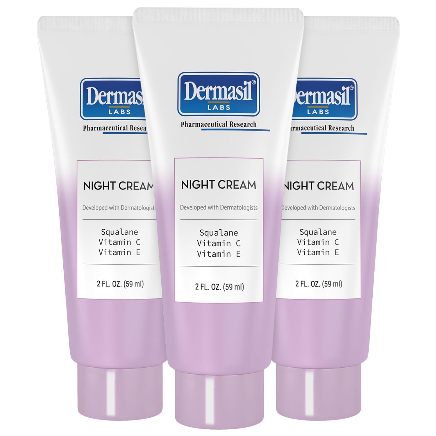 Dermasil Crème Nuit en tube 2 oz, soin hydratant léger pour la peau.