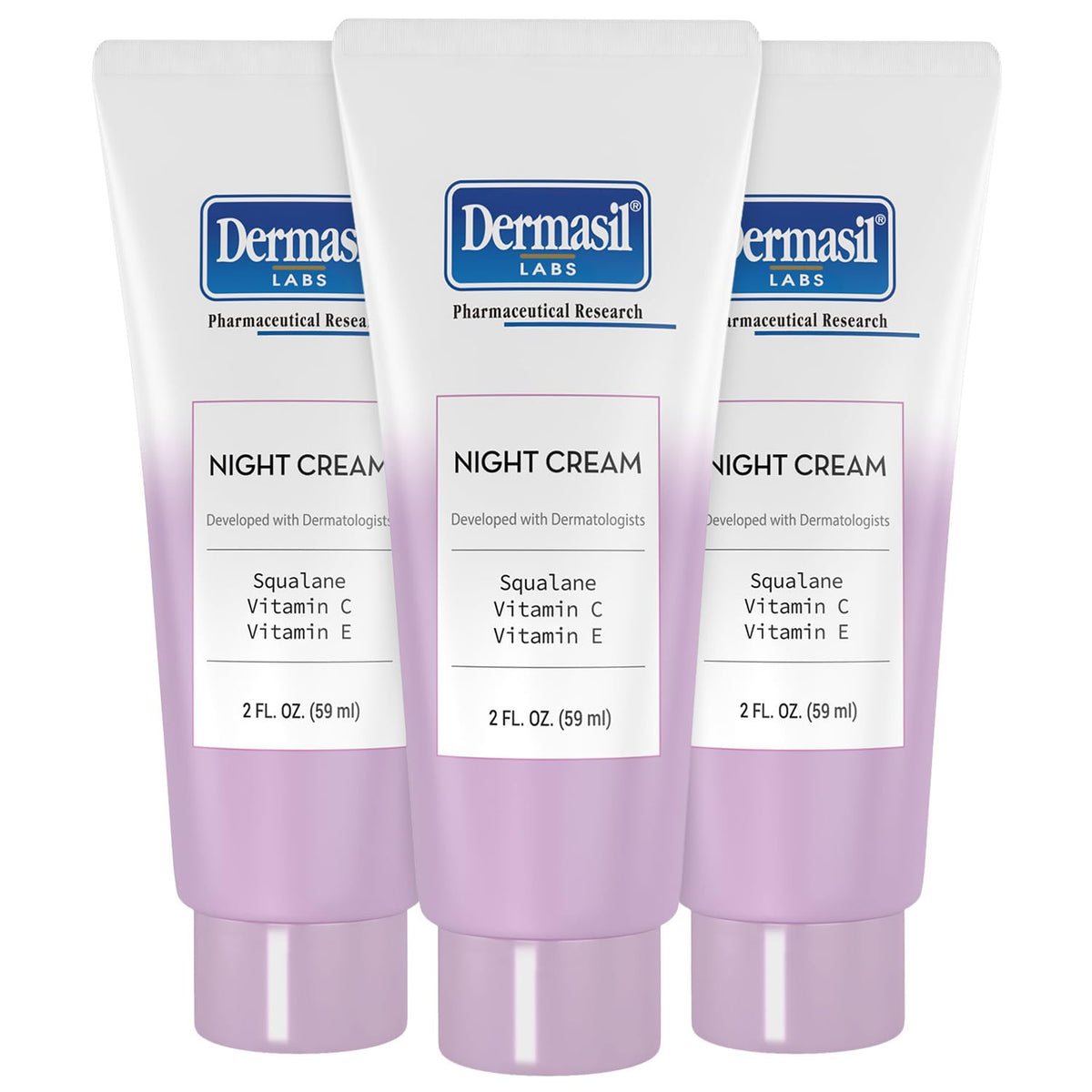 Dermasil Crème Nuit en tube 2 oz, soin hydratant léger pour la peau.