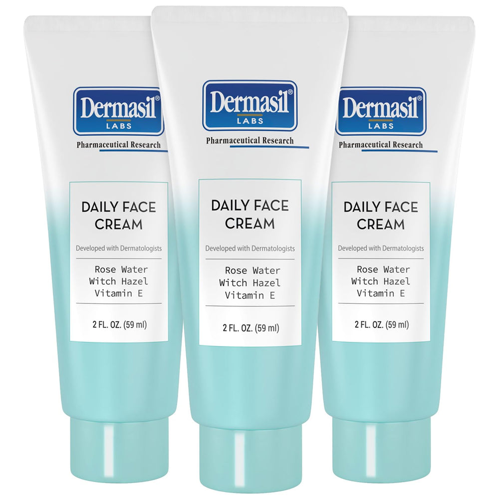 Dermasil Crème Visage Quotidienne, pack de 3 tubes, hydratation légère sans huile.