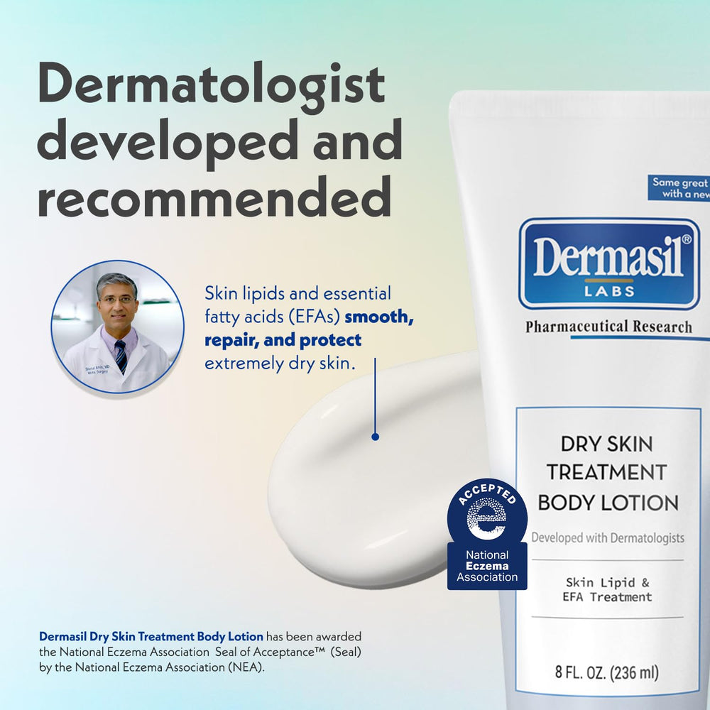 Texture légère Dermasil et non grasse pénètre rapidement.
