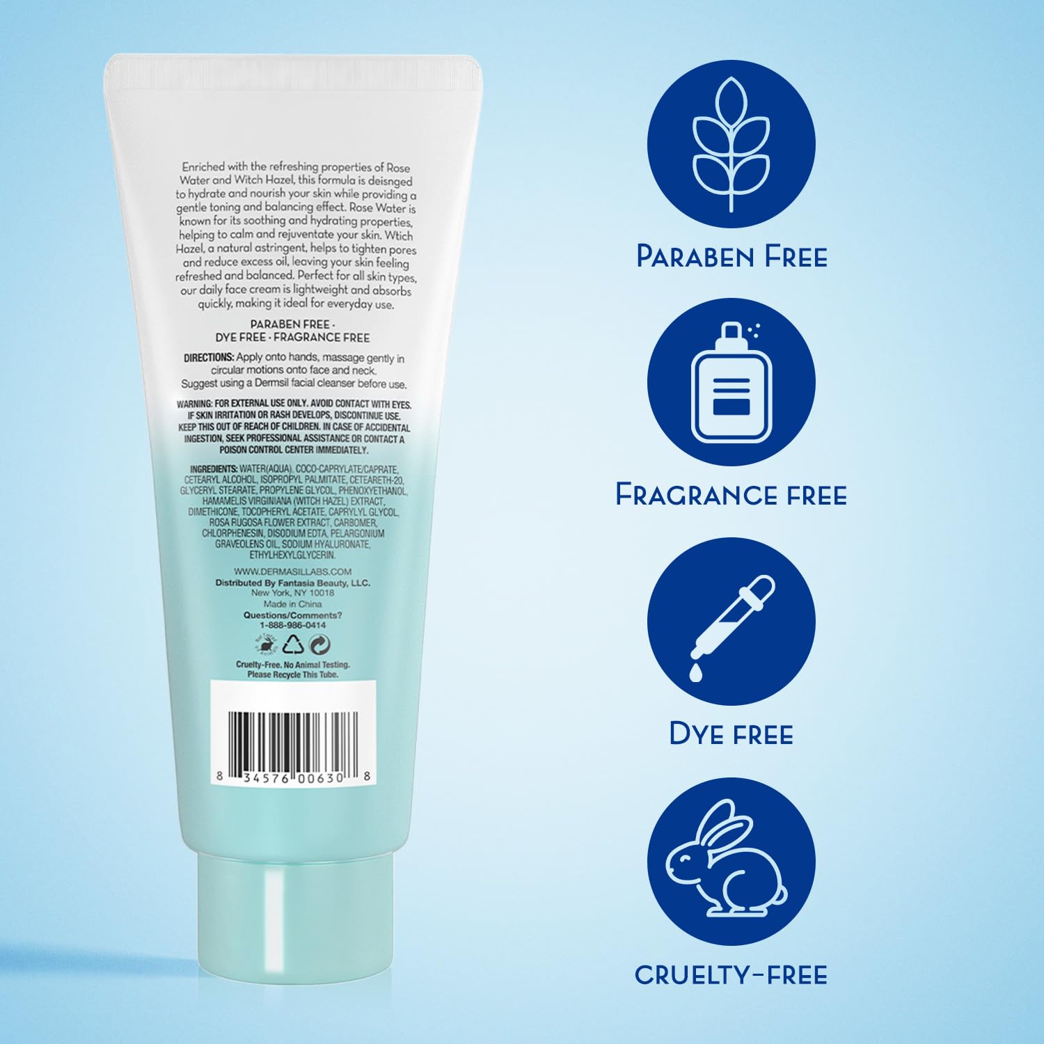 Texture légère de Dermasil crème visage sur peau nette et lumineuse.