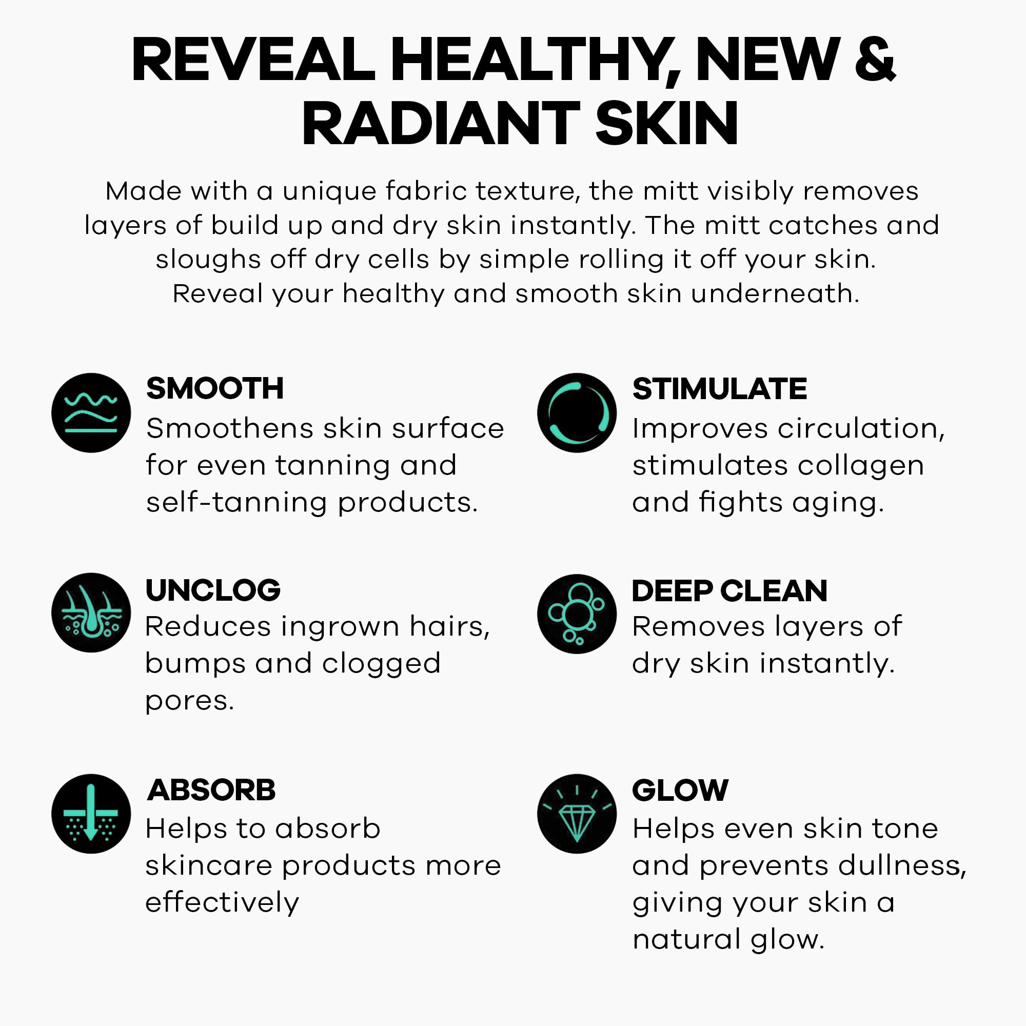 Dermasuri gant exfoliant quotidien, facilite purification et texture uniforme.