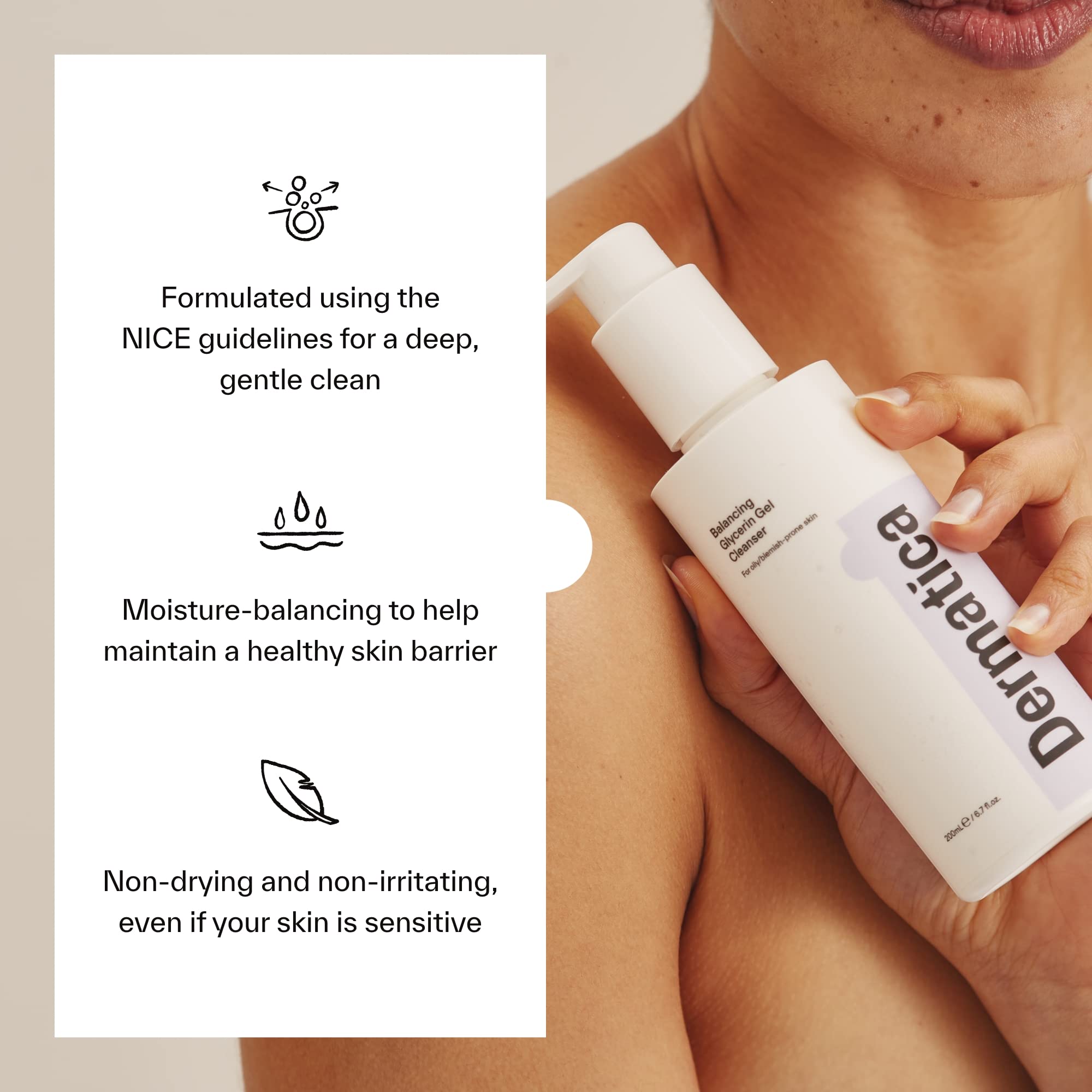 Dermatica Gel Nettoyant Glycérine Équilibrant, texture gel légère pour éliminer les impuretés en douceur.