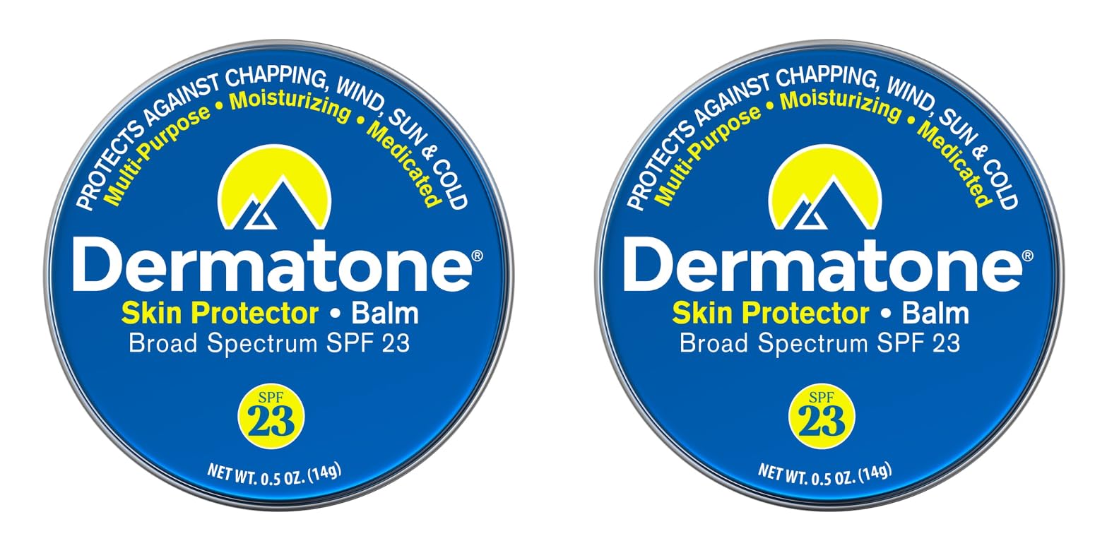 Dermatone Skin Protector Balm in classic tin front view for lips and face protection.