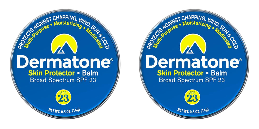 Dermatone Skin Protector Balm in classic tin front view for lips and face protection.