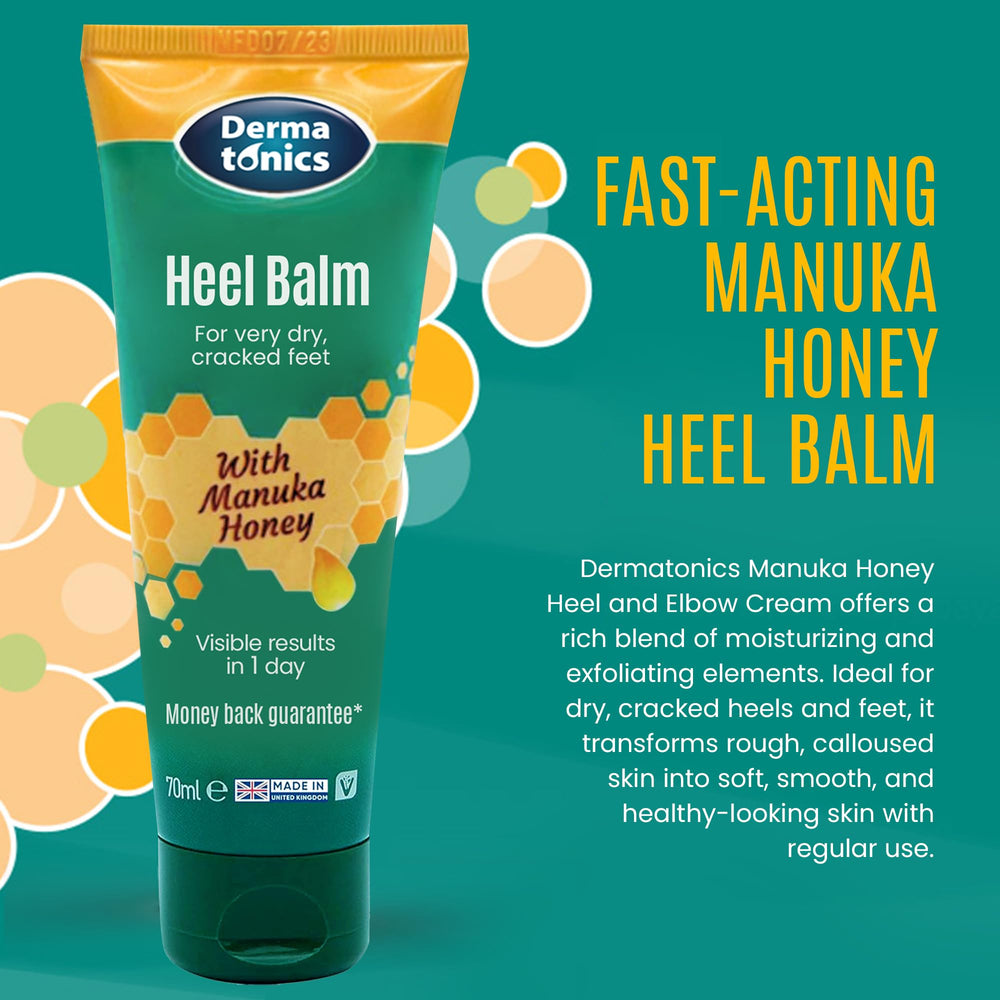 Dermatonics Crème Pieds Miel Manuka Tube : hydratation et exfoliation douce.
