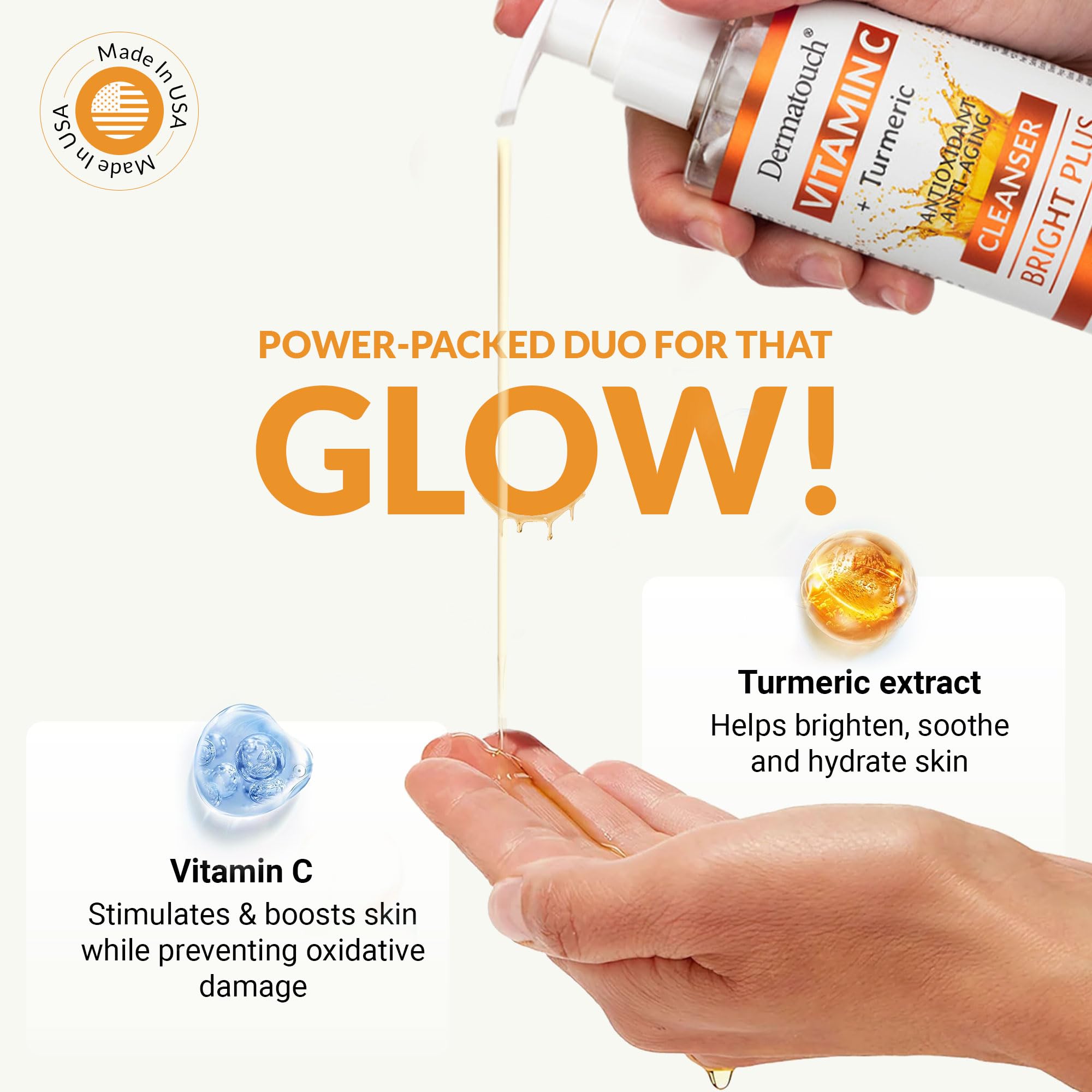 DERMATOUCH formule Turmeric – éclat et équilibre lors du lavage du visage.