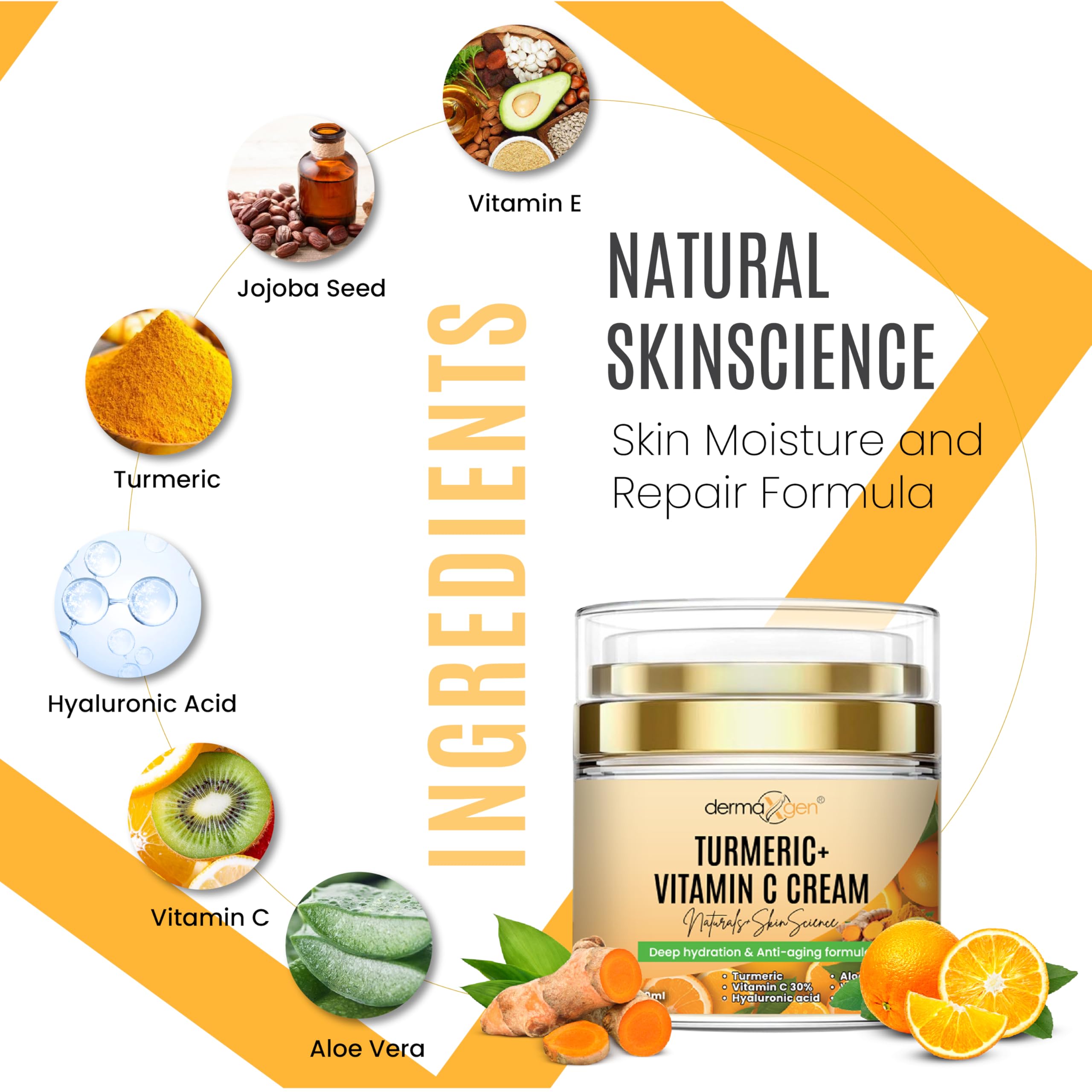 DERMAXGEN Crème visage texture légère et absorption rapide sans effet gras.