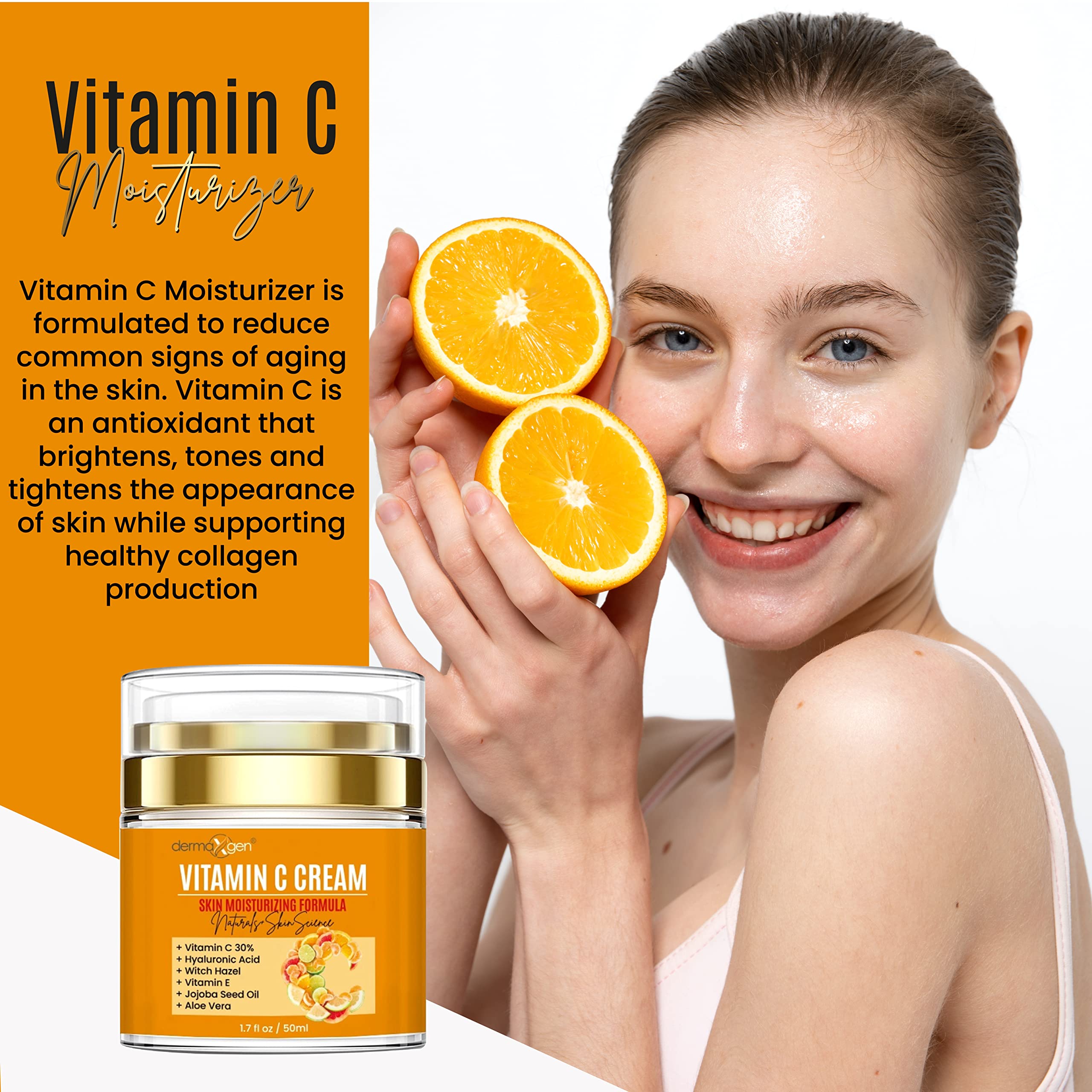 DERMAXGEN Crème vitamine C apaise avec Sophora Angustifolia.