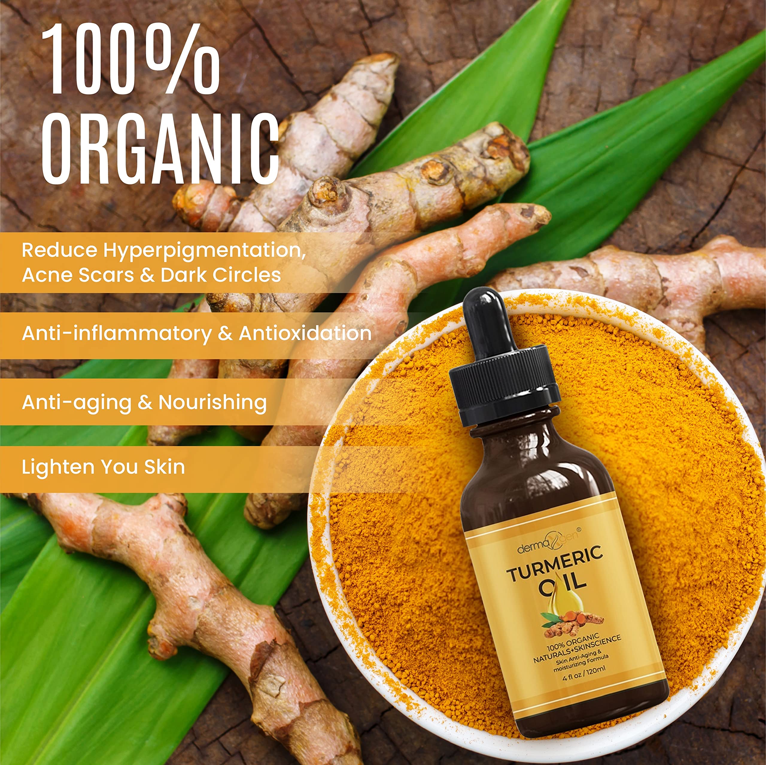 DERMAXGEN Huile Curcuma application douce sur le visage avec les doigts