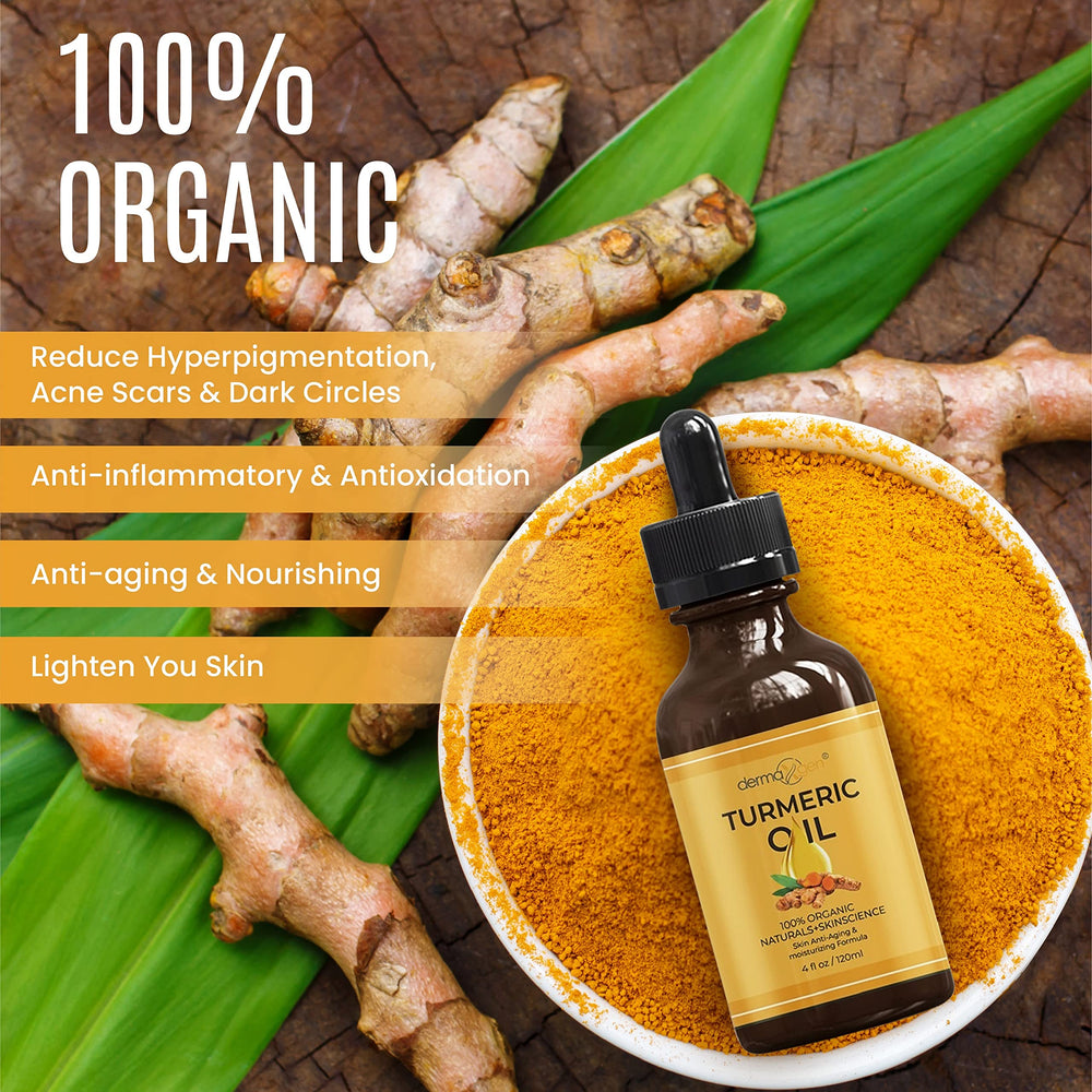 DERMAXGEN Huile Curcuma application douce sur le visage avec les doigts