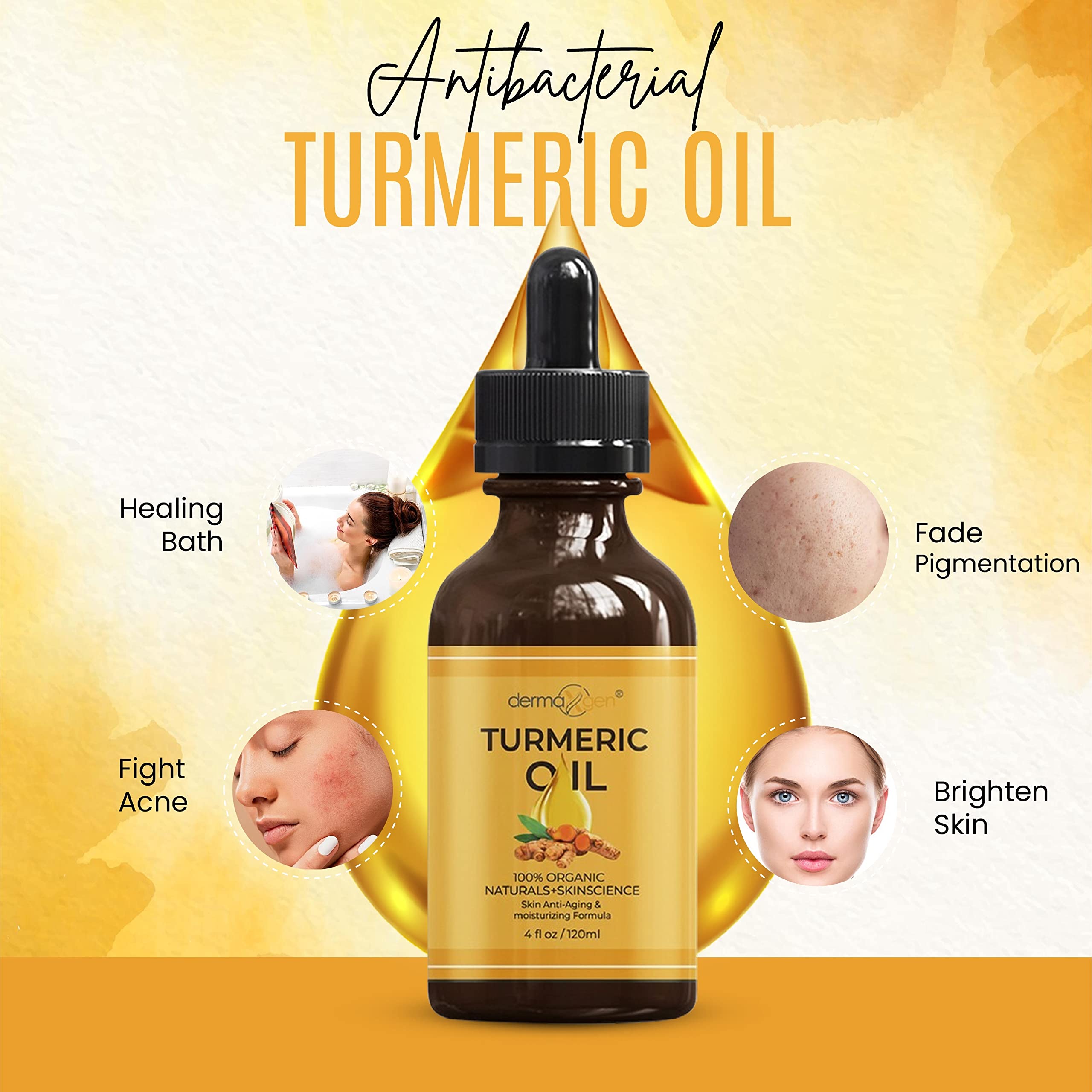 DERMAXGEN Huile Curcuma flacon verre opaque protege les nutriments