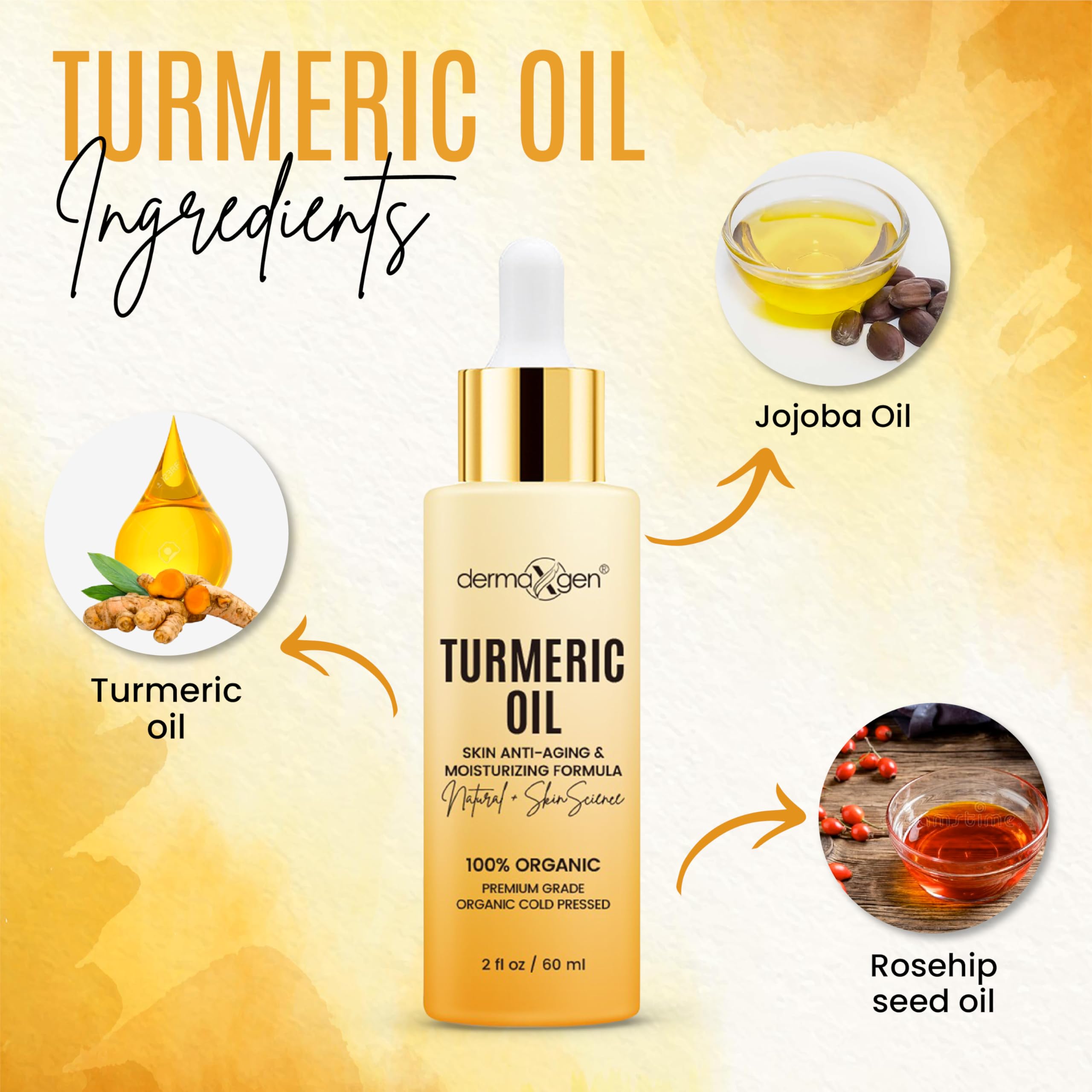 Dermaxgen huile turmeric hyaluronate de sodium hydrate durablement