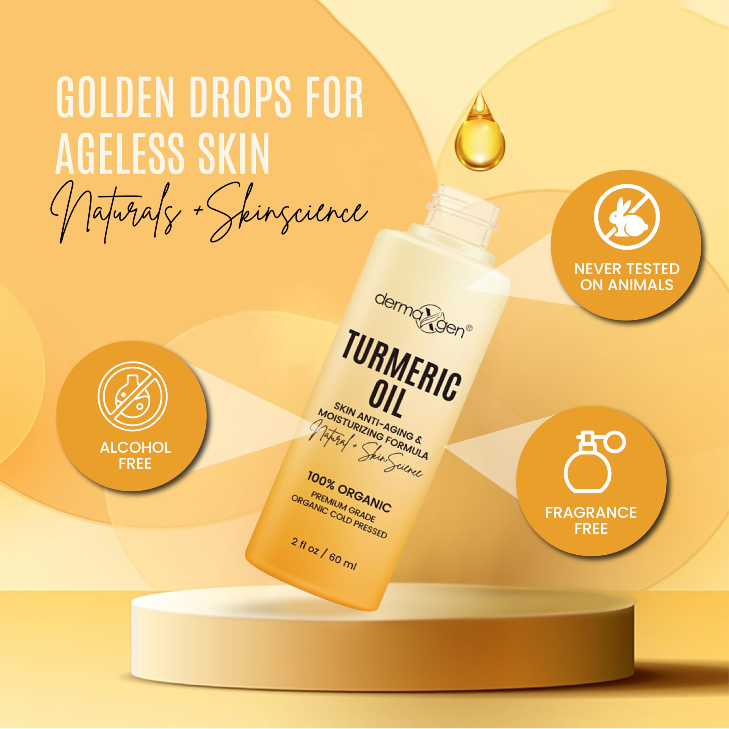Dermaxgen huile turmeric centella asiatica extrait améliore texture cutanée
