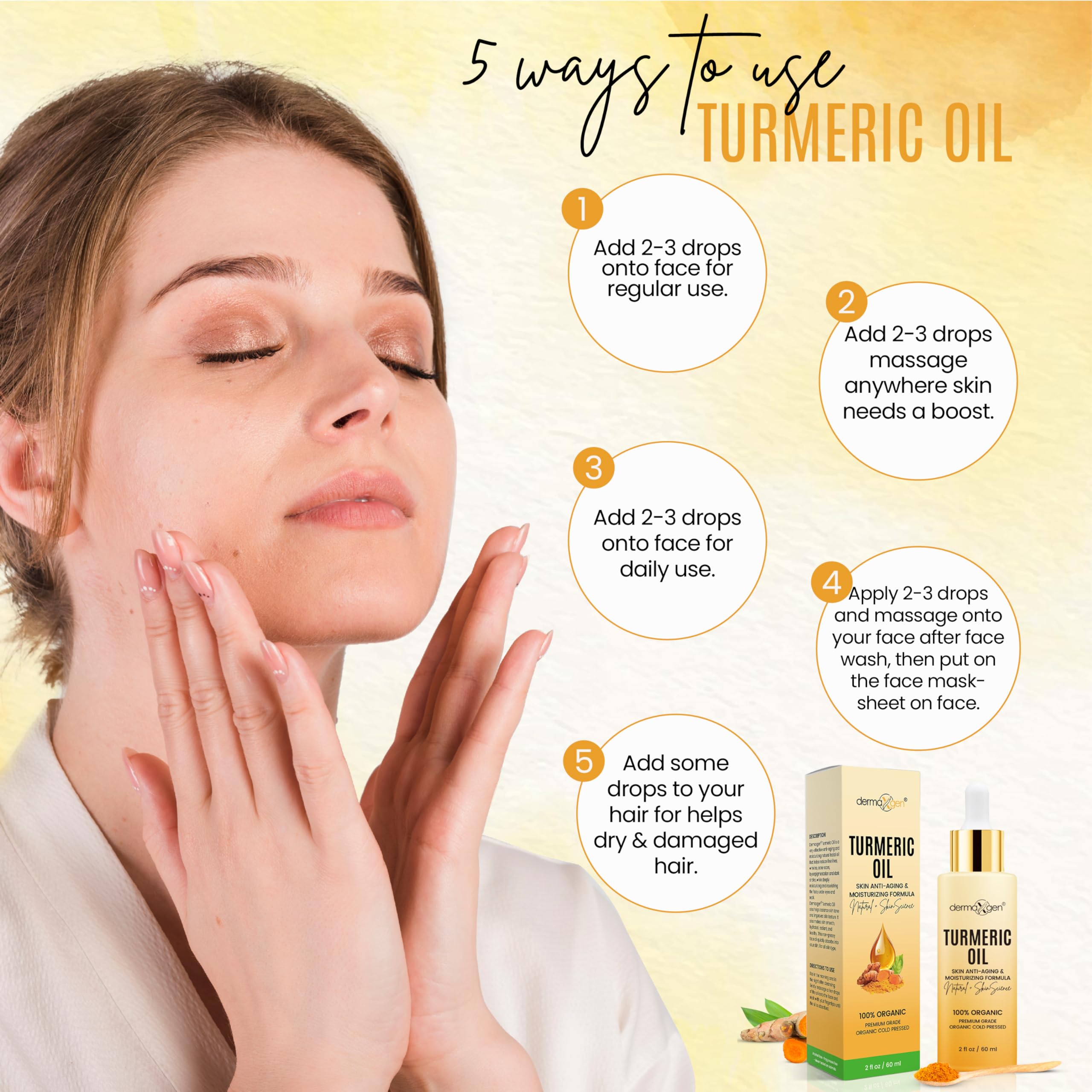 Dermaxgen huile turmeric contour des yeux hydratation et éclat