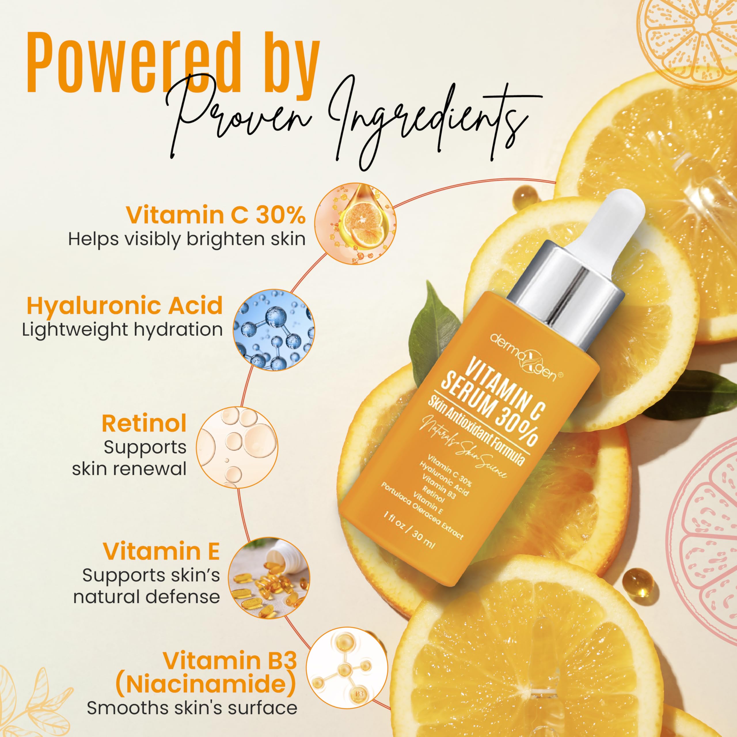 DERMAXGEN Sérum Vitamine C 30% – ciblage du teint uniforme