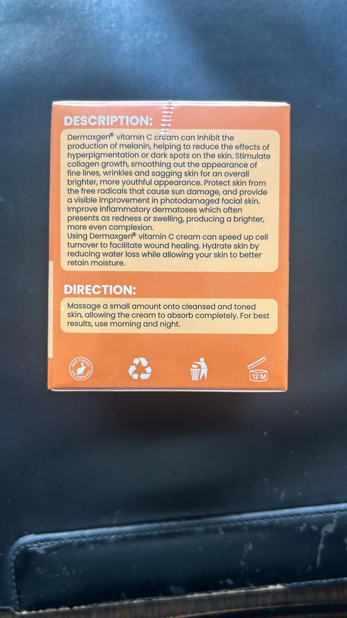 DERMAXGEN Utilisation quotidienne vitamine C visage matin et soir.