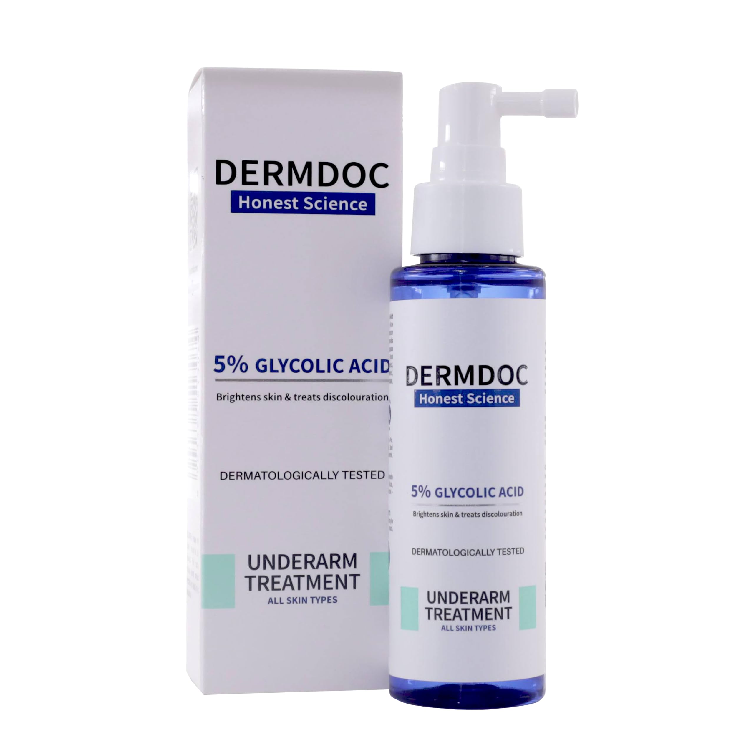 DermDoc pulvérisateur acide glycolique pour aisselles, exfoliation douce.