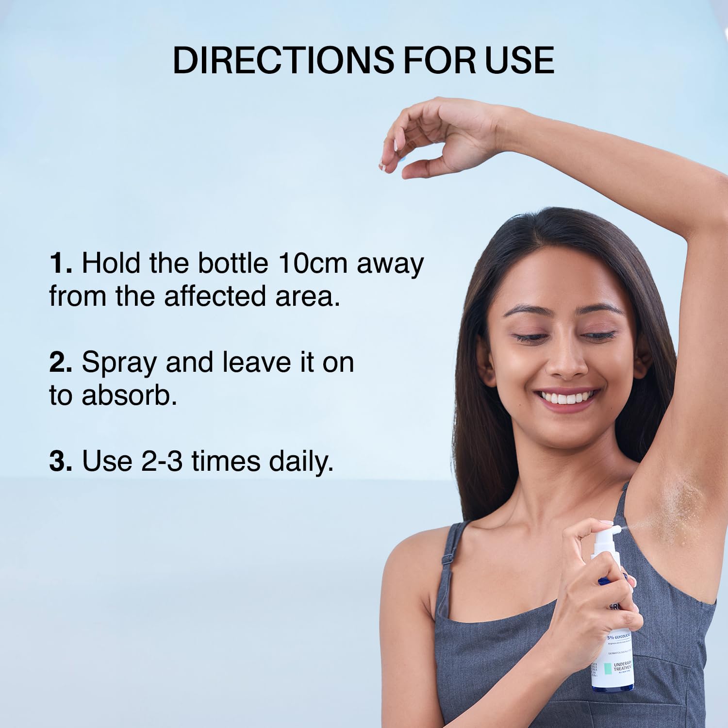 DermDoc usage rapide, spray non gras sur les aisselles.