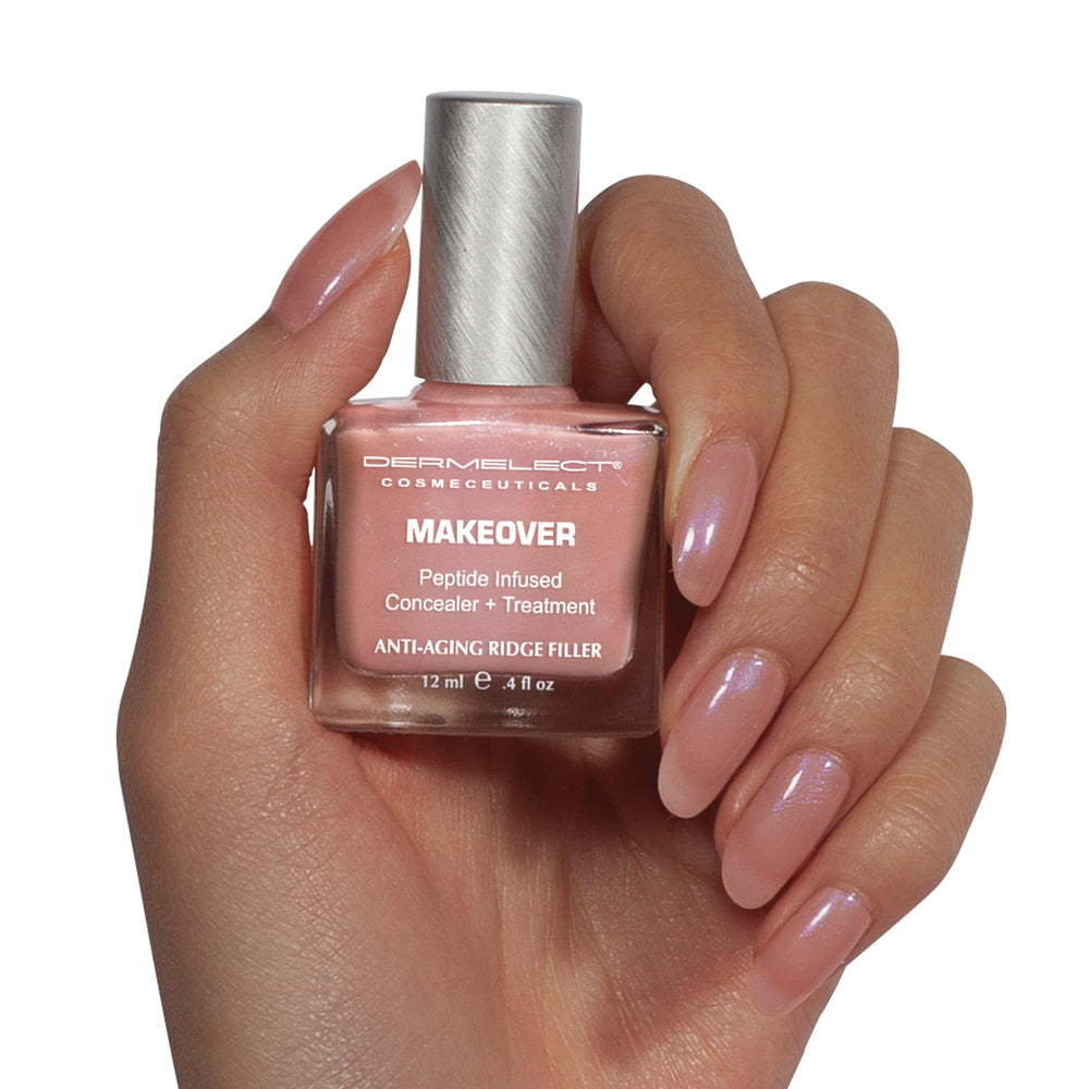 Dermelect MAKEOVER Ridge Filler Mocha – ongles ridés: fini mocha naturel et lisse.