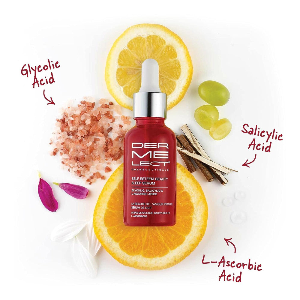 Ingrédients acide glycolique du Sérum Dermelect exfoliant en douceur.