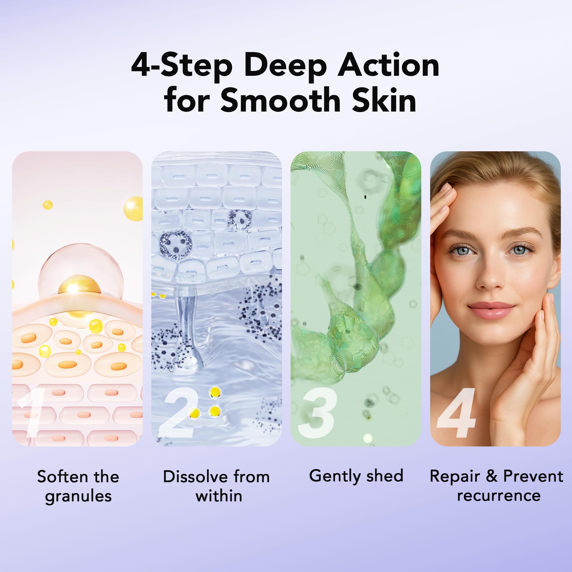 Avant/après indicatif pour peau plus uniforme après usage du DERMFREE