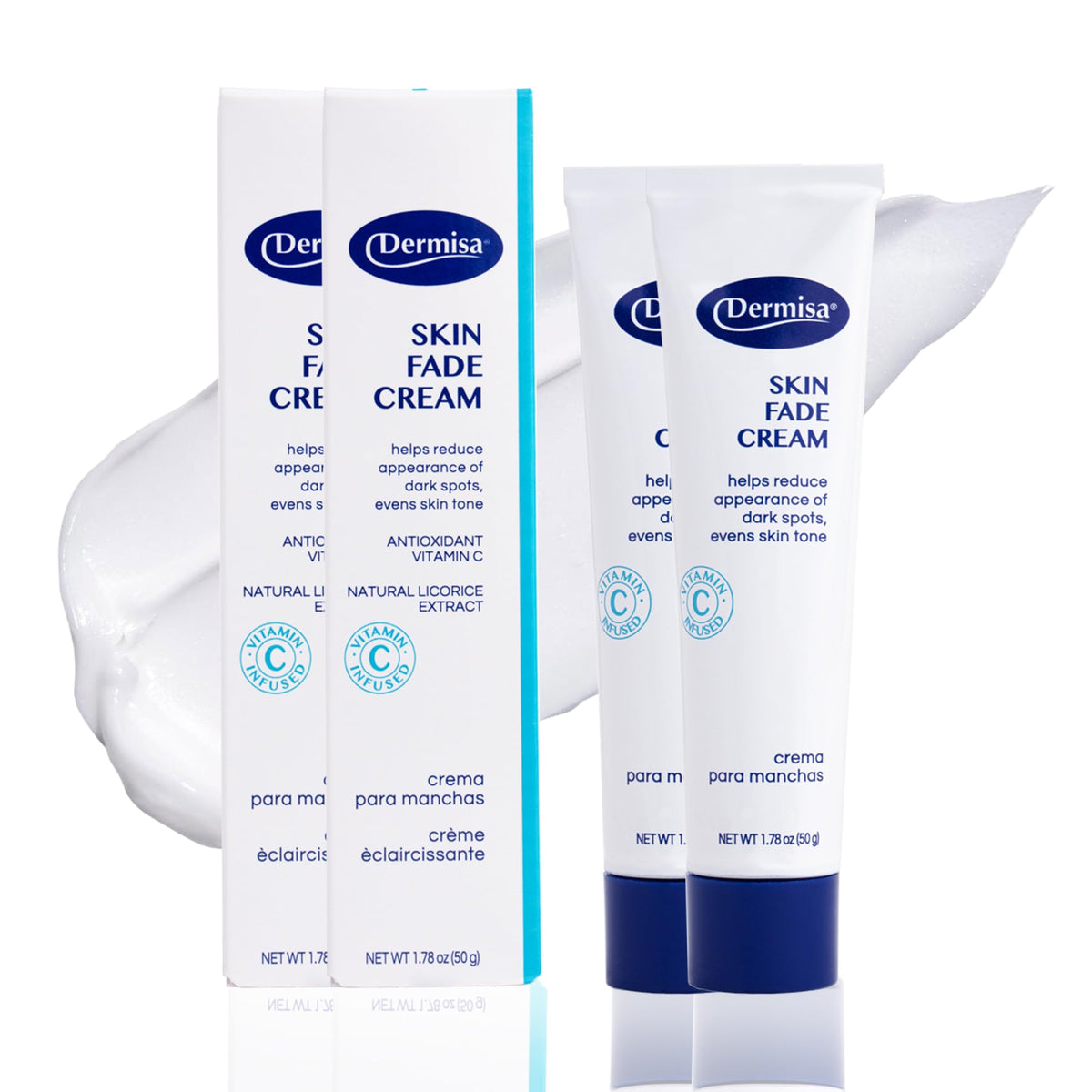 Dermisa Crème éclaircissante Vitamine C, pot: taches atténuées et teint uniforme.
