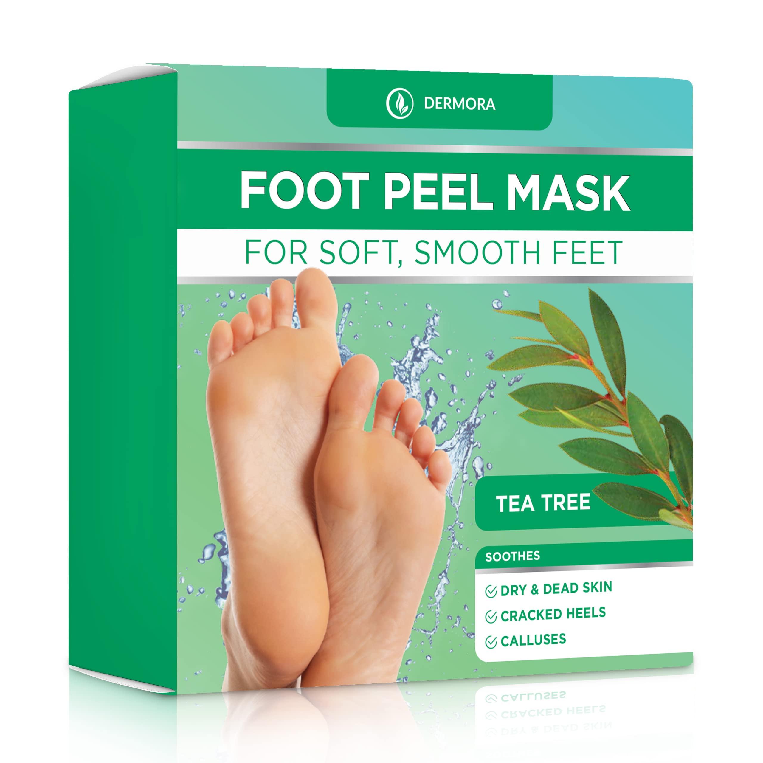 Dermora masque-pieds emballage attrayant pour une routine spa à domicile.