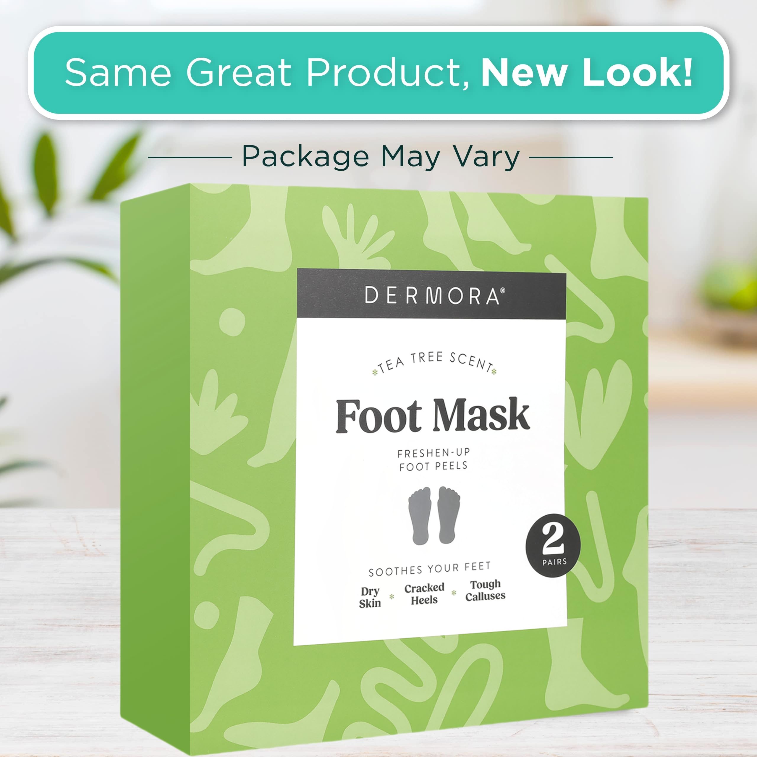 Dermora masque-pieds en place, chaussettes faciles à enfiler.