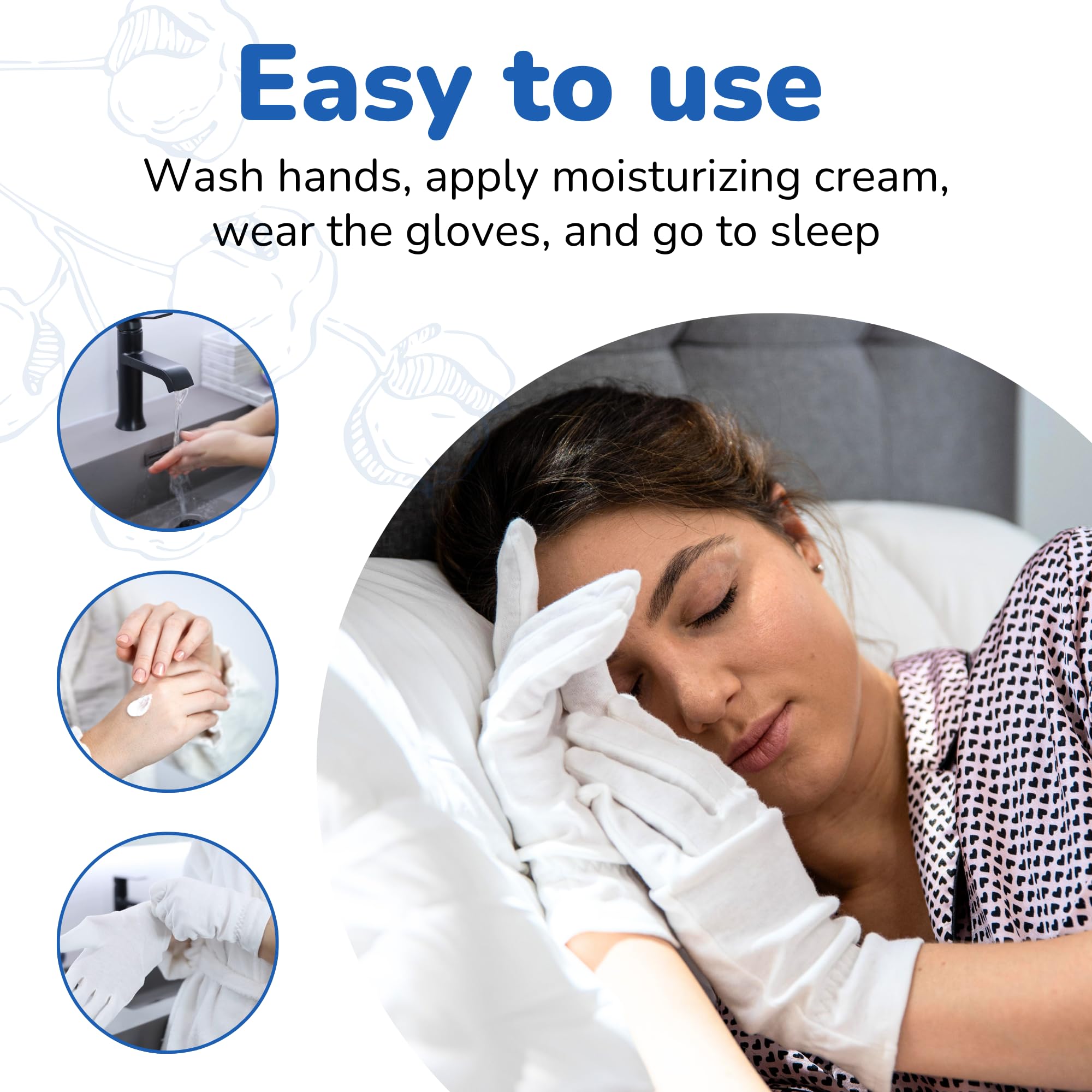 Dermrelief gants coton – qualité et durabilité grâce aux coutures.