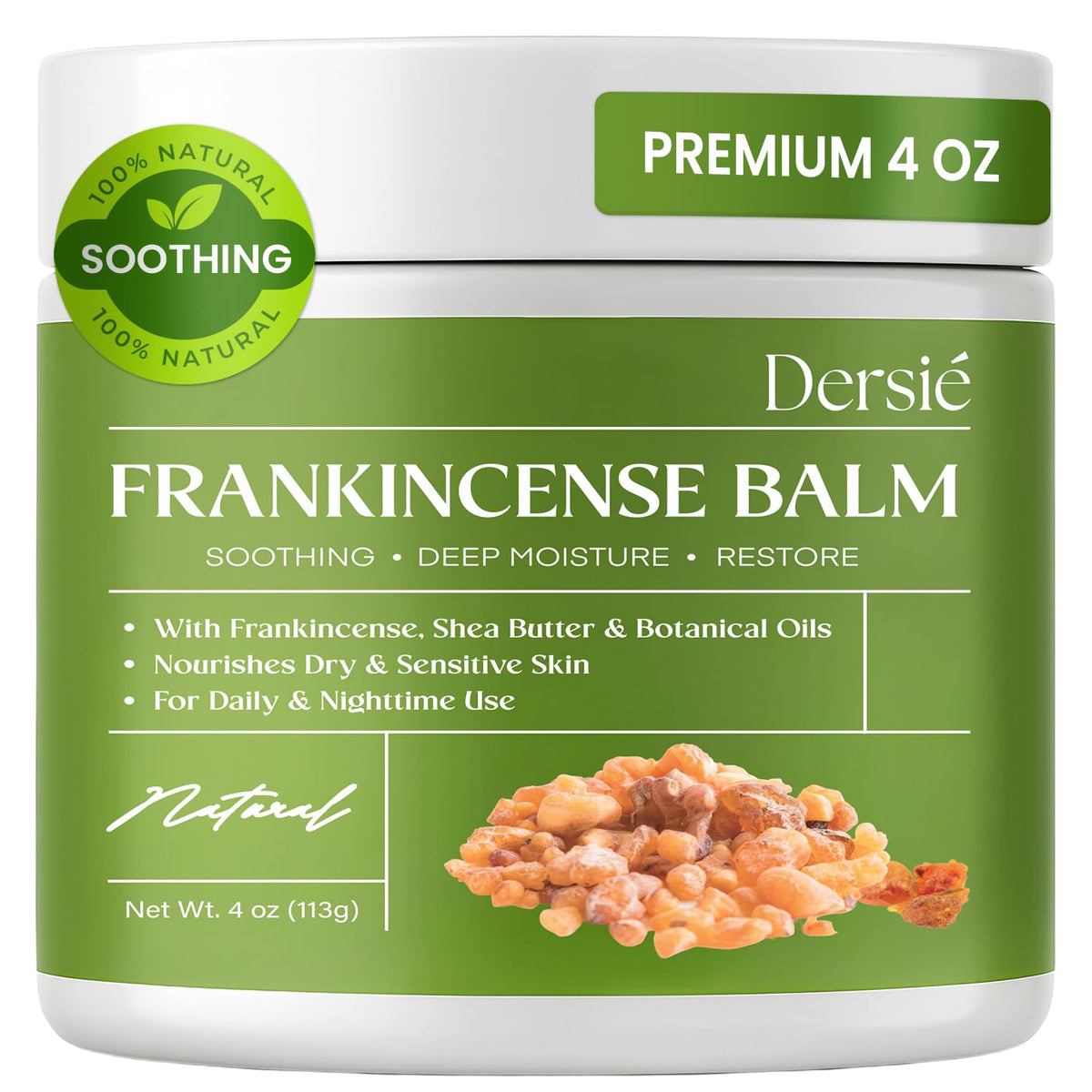 Dersie baume encens bouteille 4oz hydratation et confort