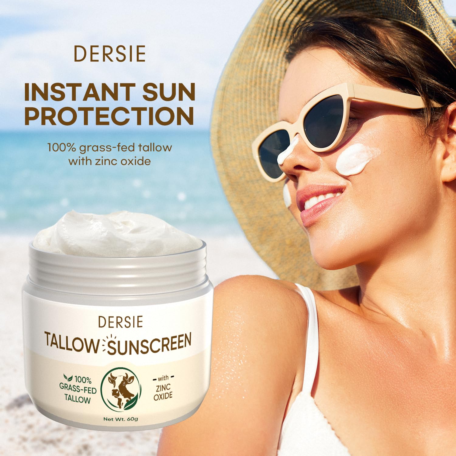 Dersie beef tallow sunscreen highlights beeswax ingredient for barrier protection