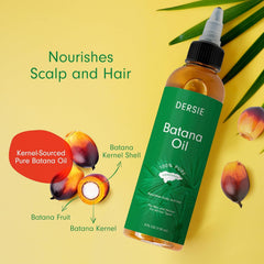 Bouteille Dersie Batana, huile pure d'origine hondurienne pour nourrir les cheveux.