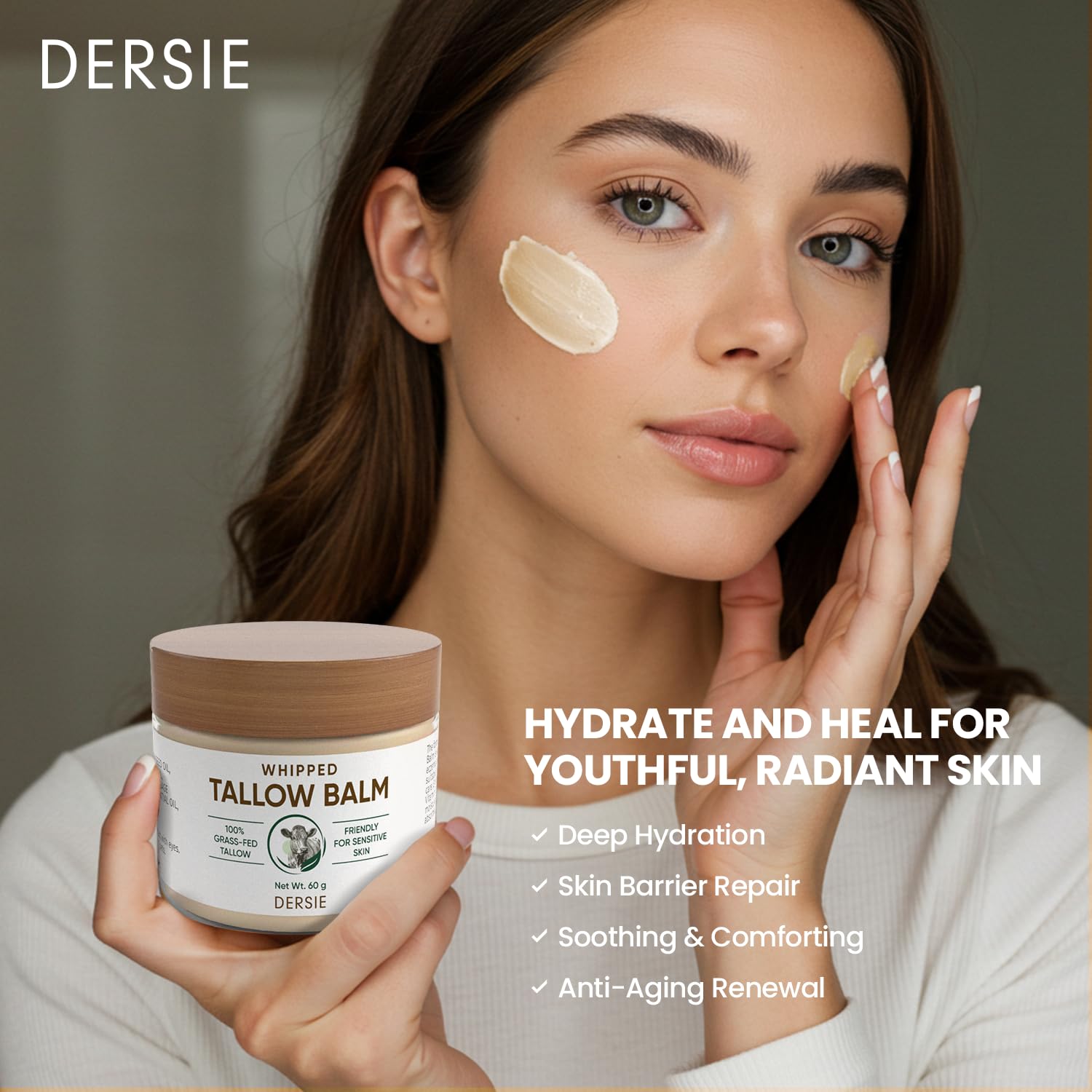 Dersie cream for face and body offering versatile use.