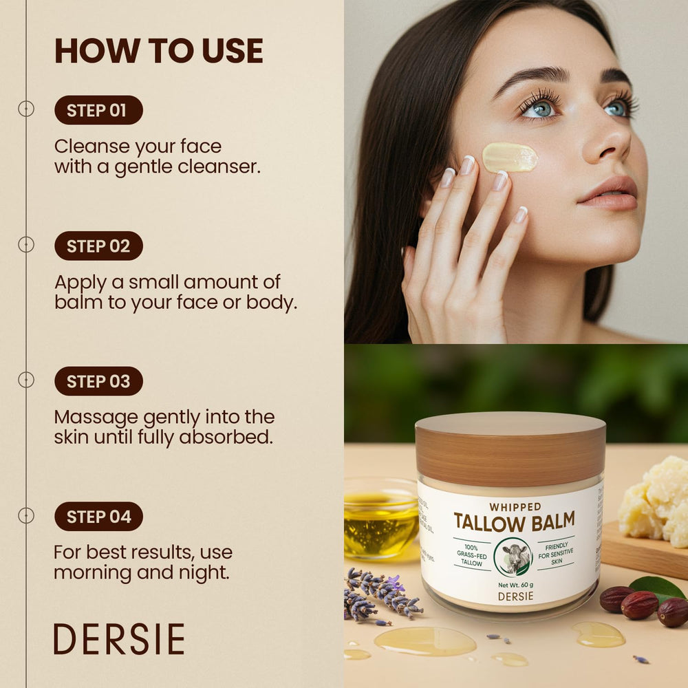 Dersie grass-fed tallow ingredients illustrating natural nourishment.