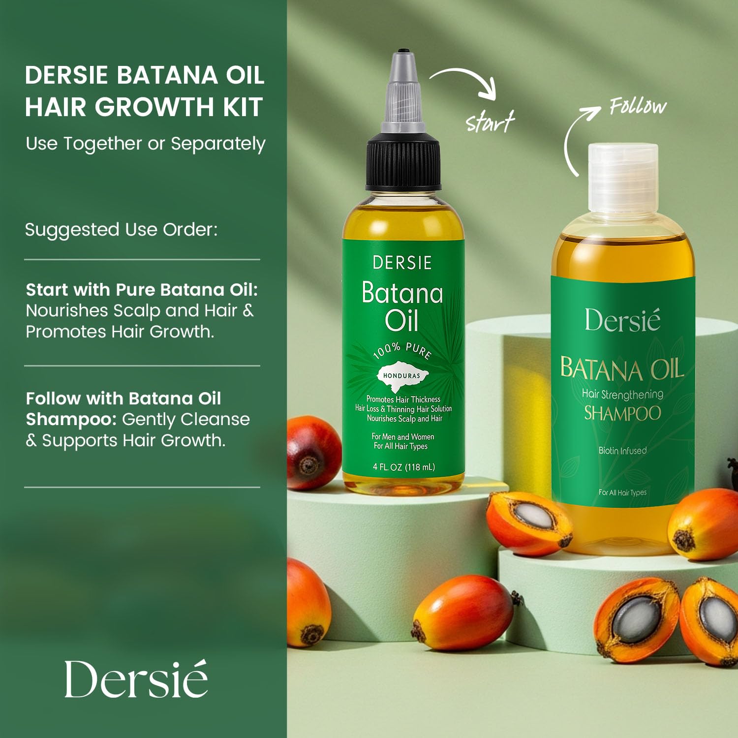 Dersie Huile Batana : application pré-lavage pour cheveux doux et démêlés plus faciles.