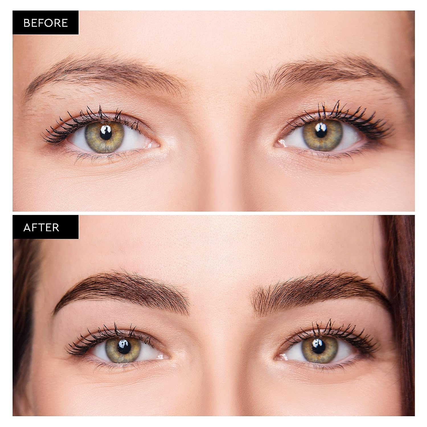 Dersie présente un aperçu avant/après de l'apparence des sourcils.