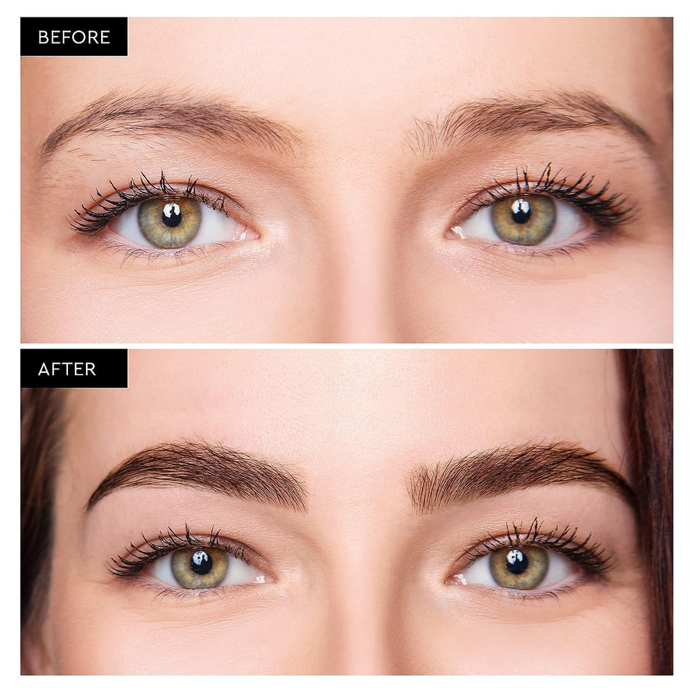 Dersie présente un aperçu avant/après de l'apparence des sourcils.